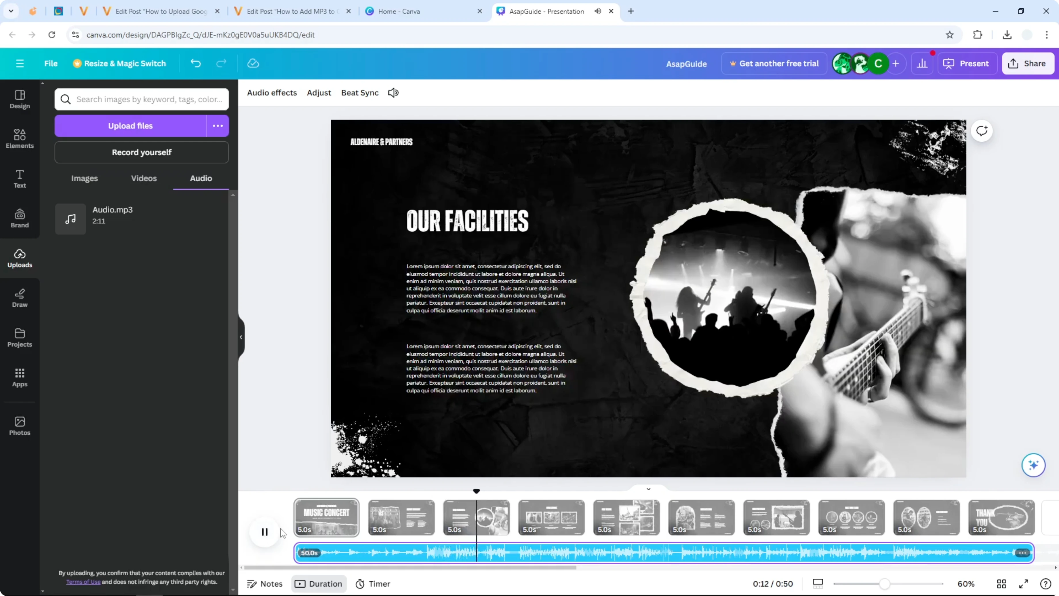 Screenshot from How to Add MP3 to Canva Presentation at 74s