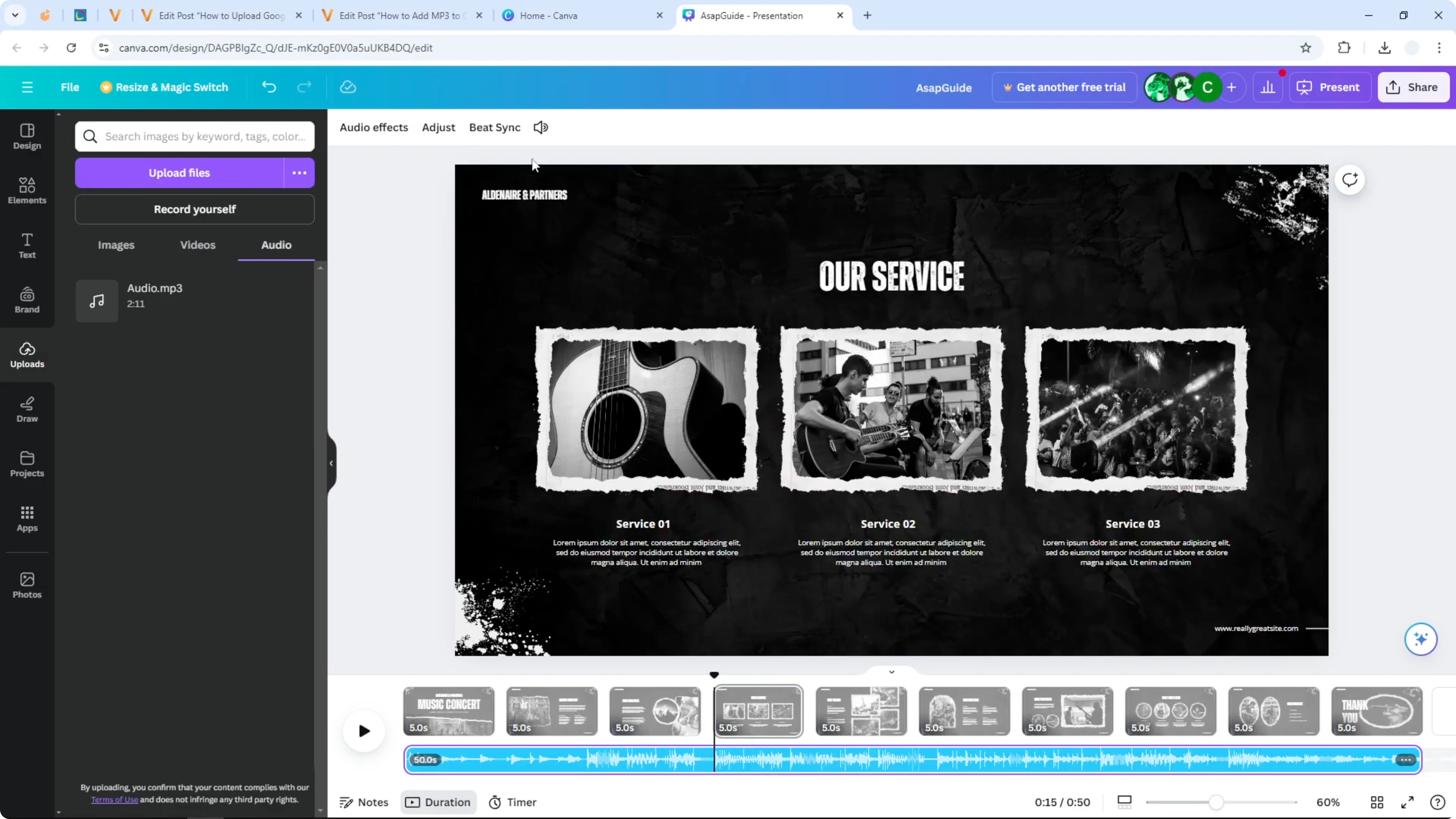 Screenshot from How to Add MP3 to Canva Presentation at 84s