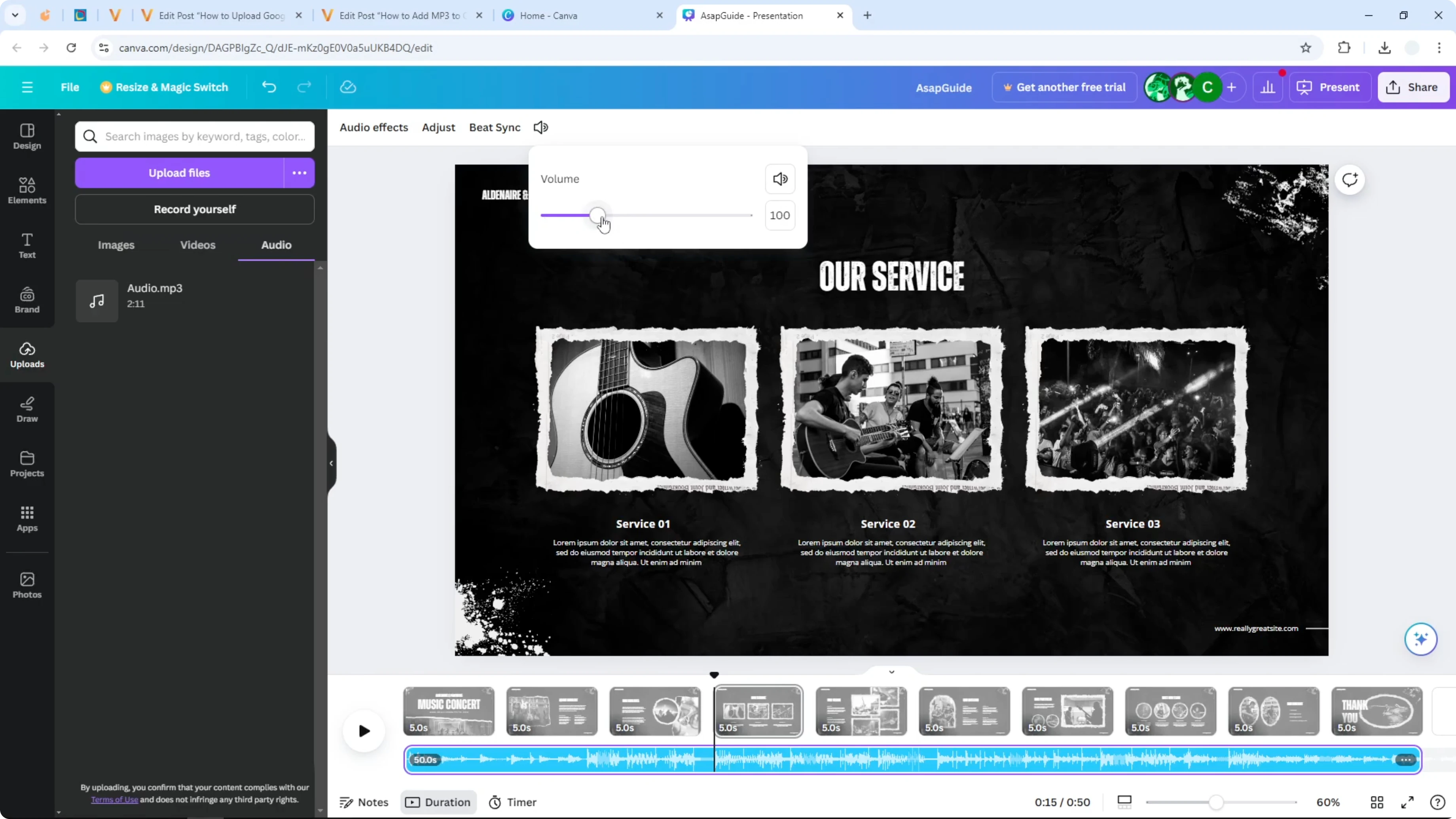 Screenshot from How to Add MP3 to Canva Presentation at 90s
