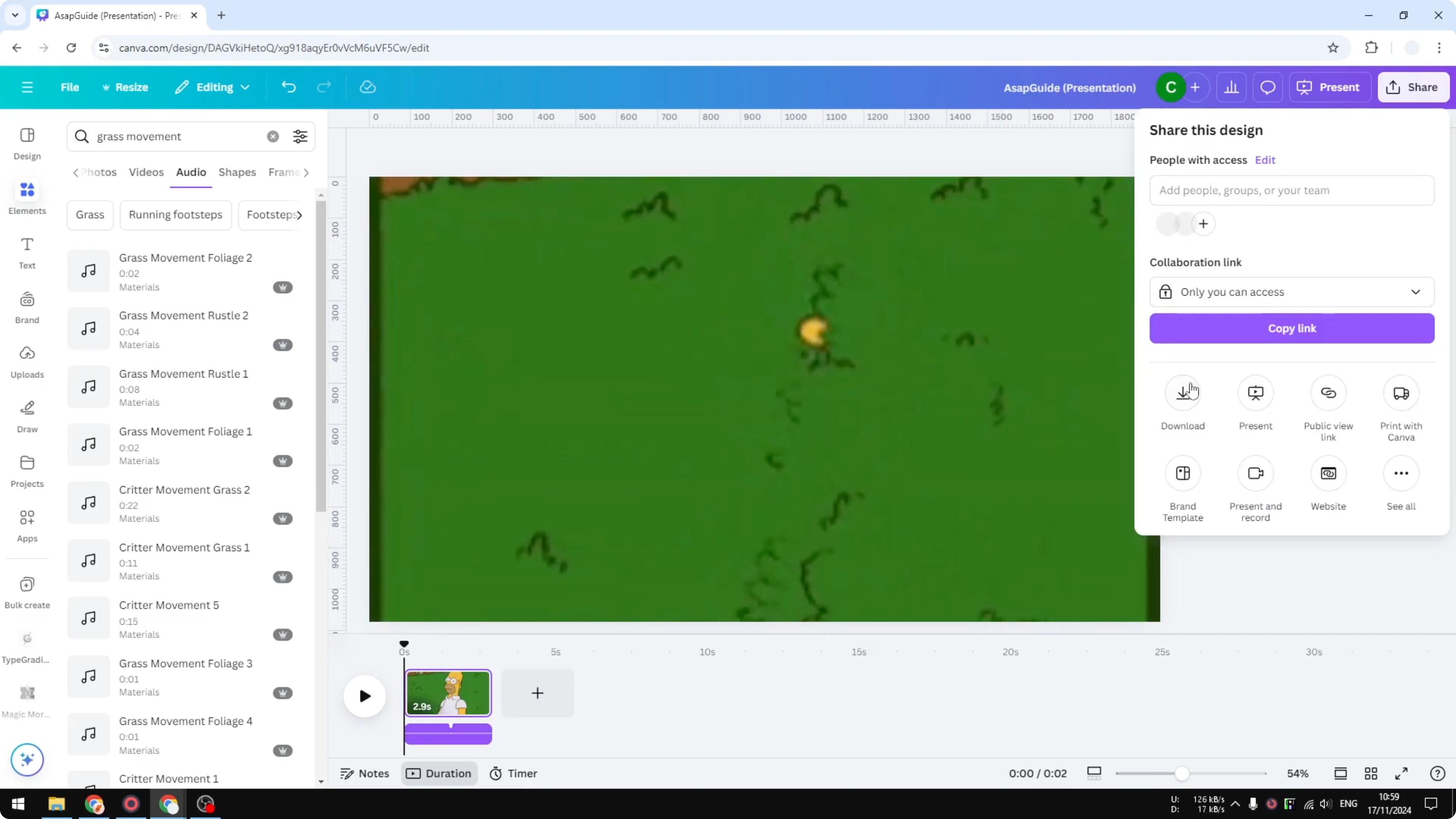 Screenshot from How to Add Music to GIF in Canva at 137s