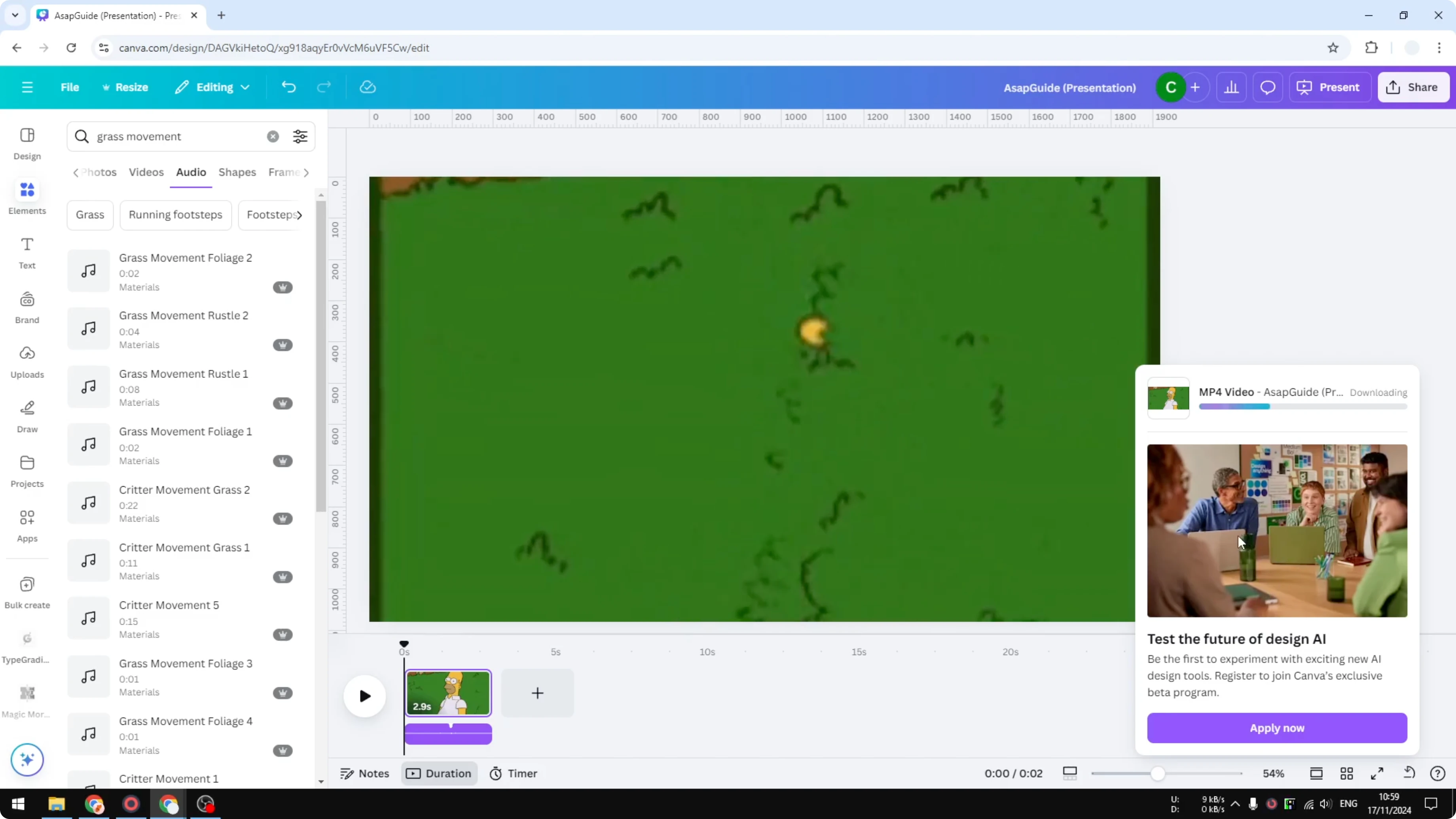 Screenshot from How to Add Music to GIF in Canva at 160s