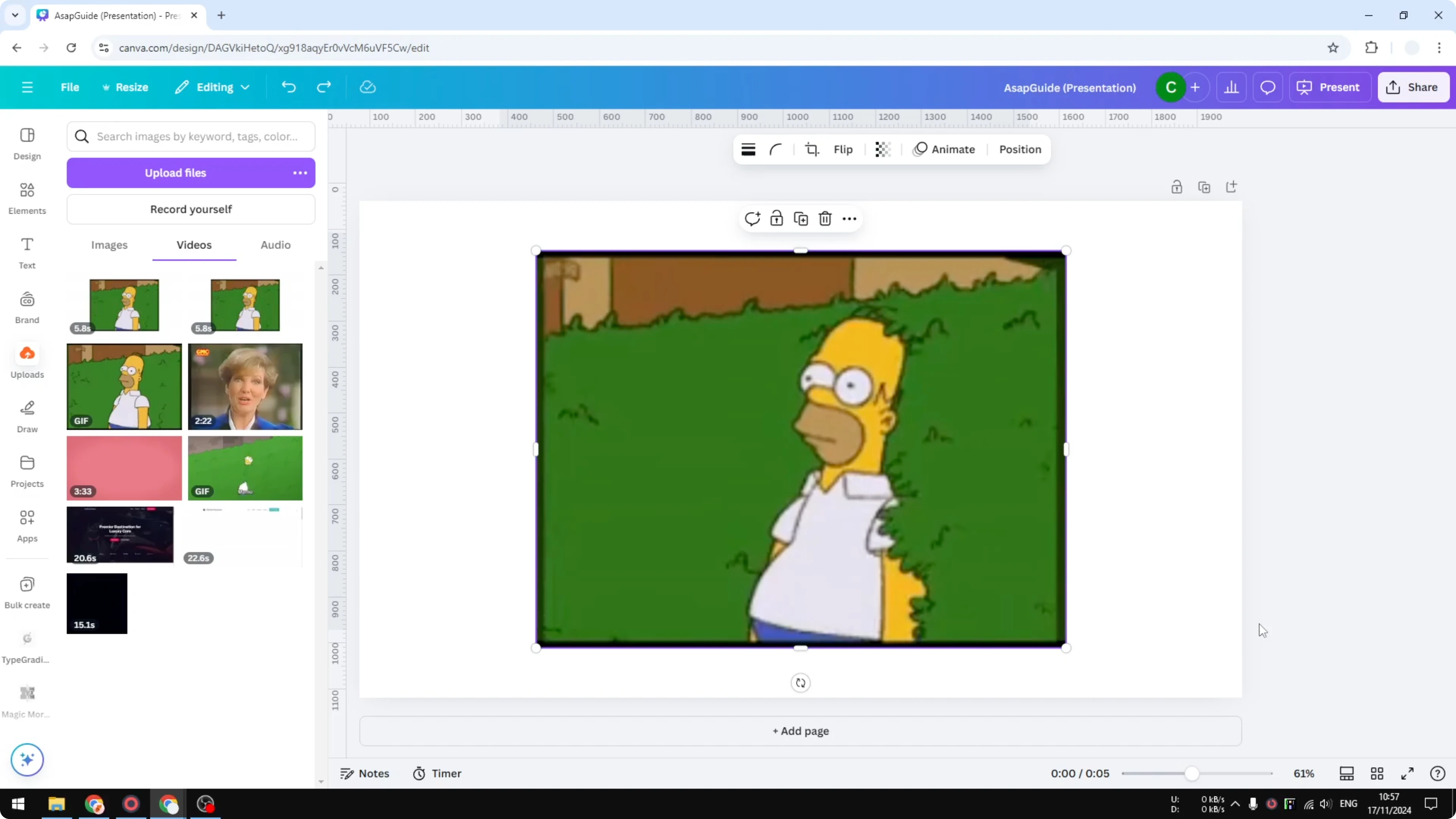 Screenshot from How to Add Music to GIF in Canva at 62s