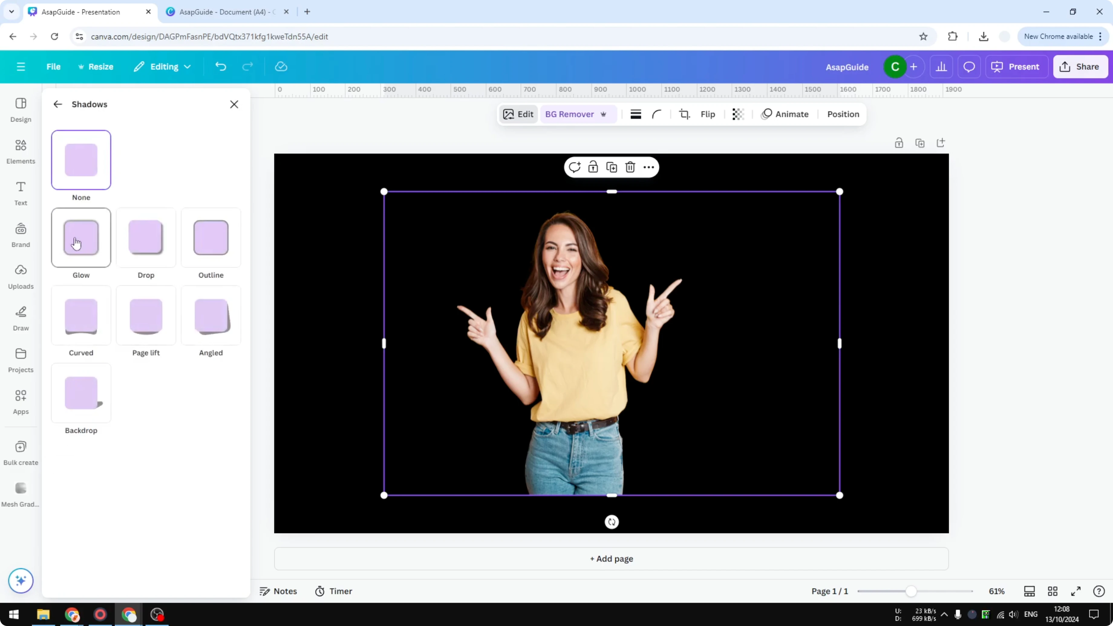 Screenshot from How to Add Neon Outline in Canva at 73s