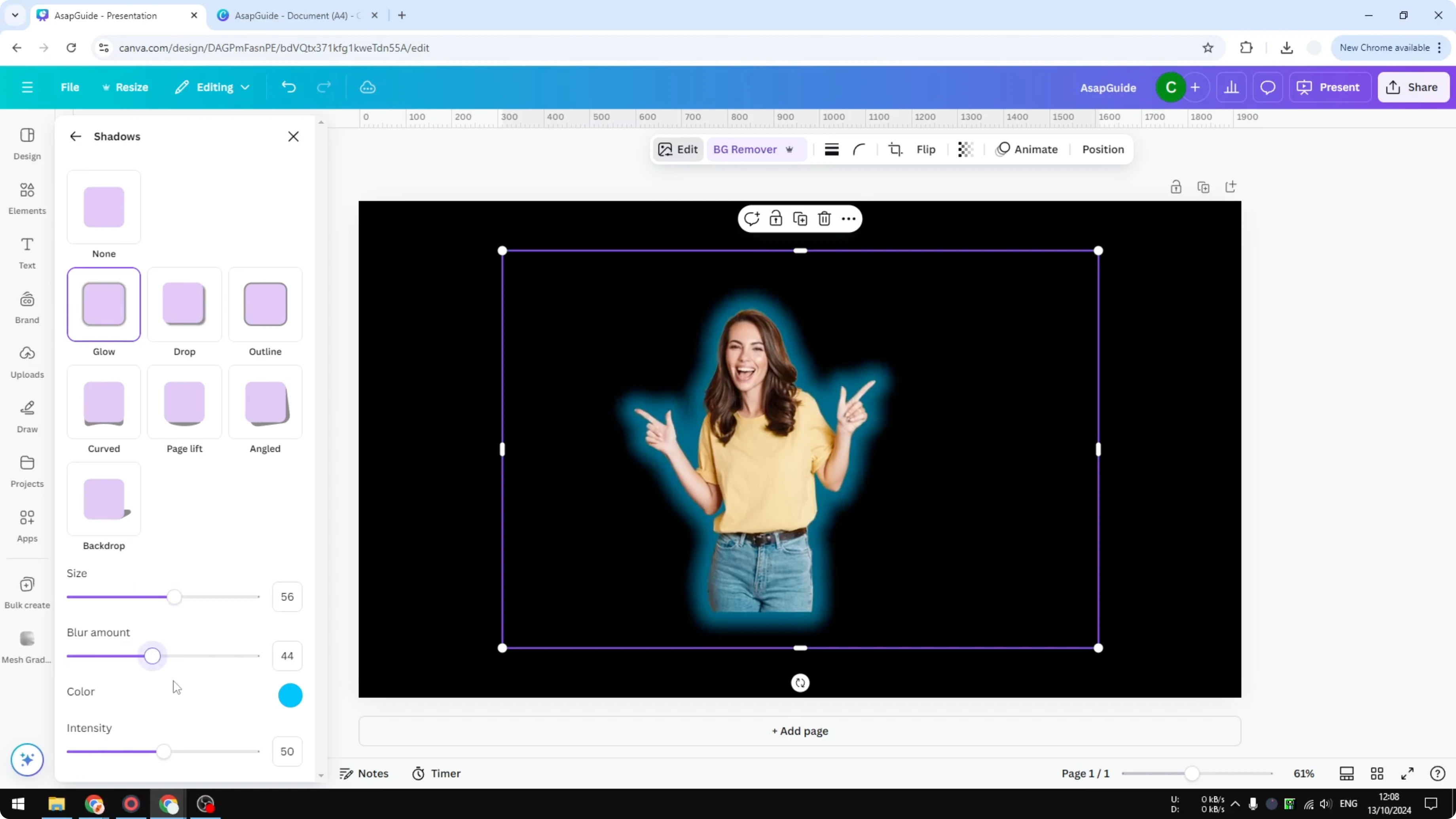 Screenshot from How to Add Neon Outline in Canva at 89s