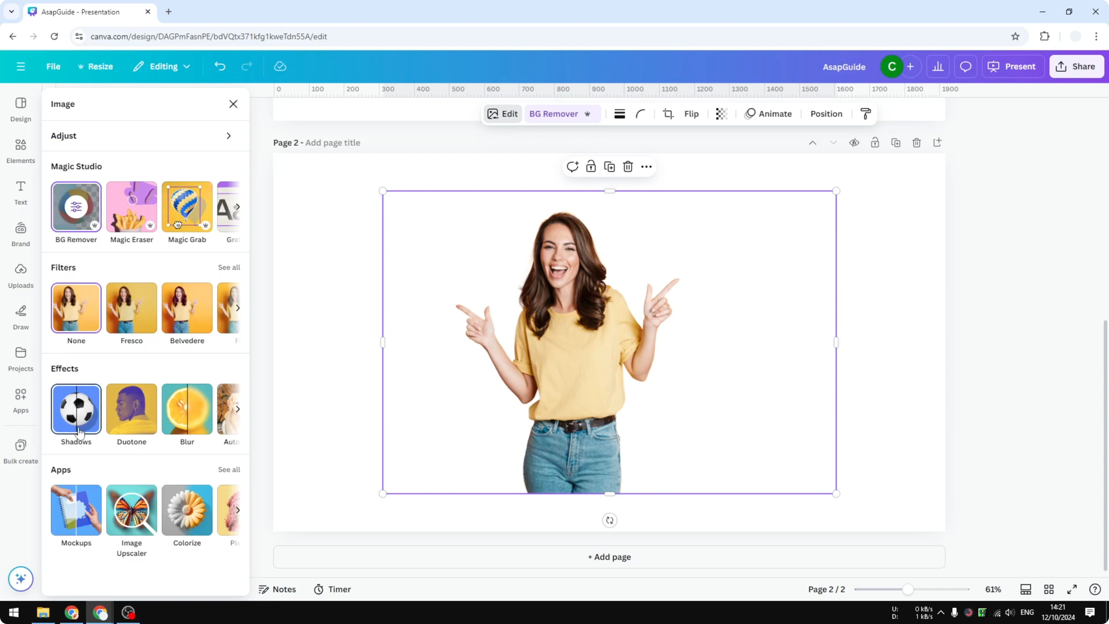 Screenshot from How to Add Outline to a Photo in Canva at 104s
