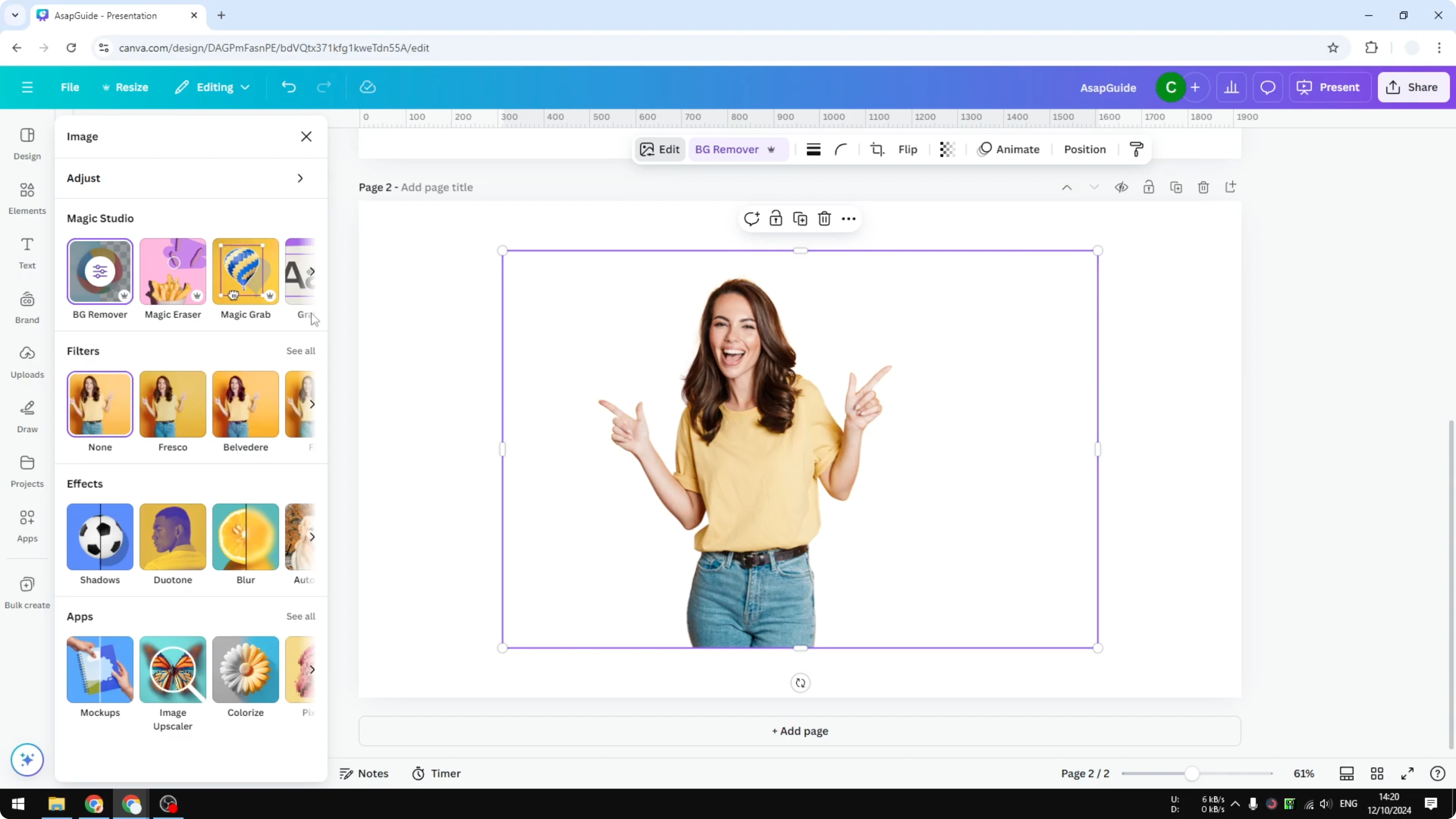 Screenshot from How to Add Outline to a Photo in Canva at 75s