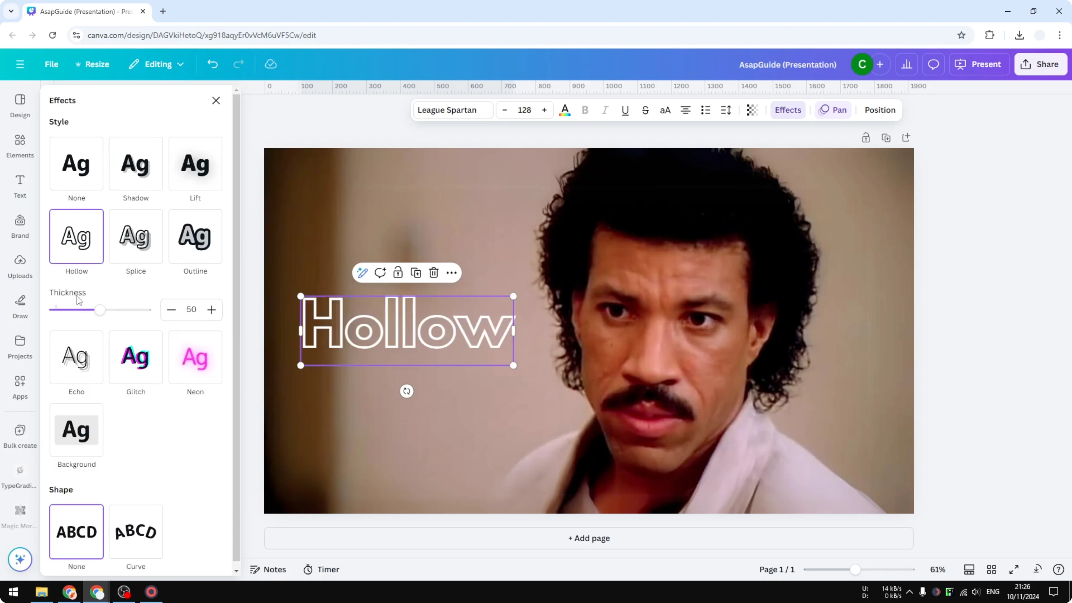 Screenshot from How to Add Outlines to Fonts in Canva at 30s