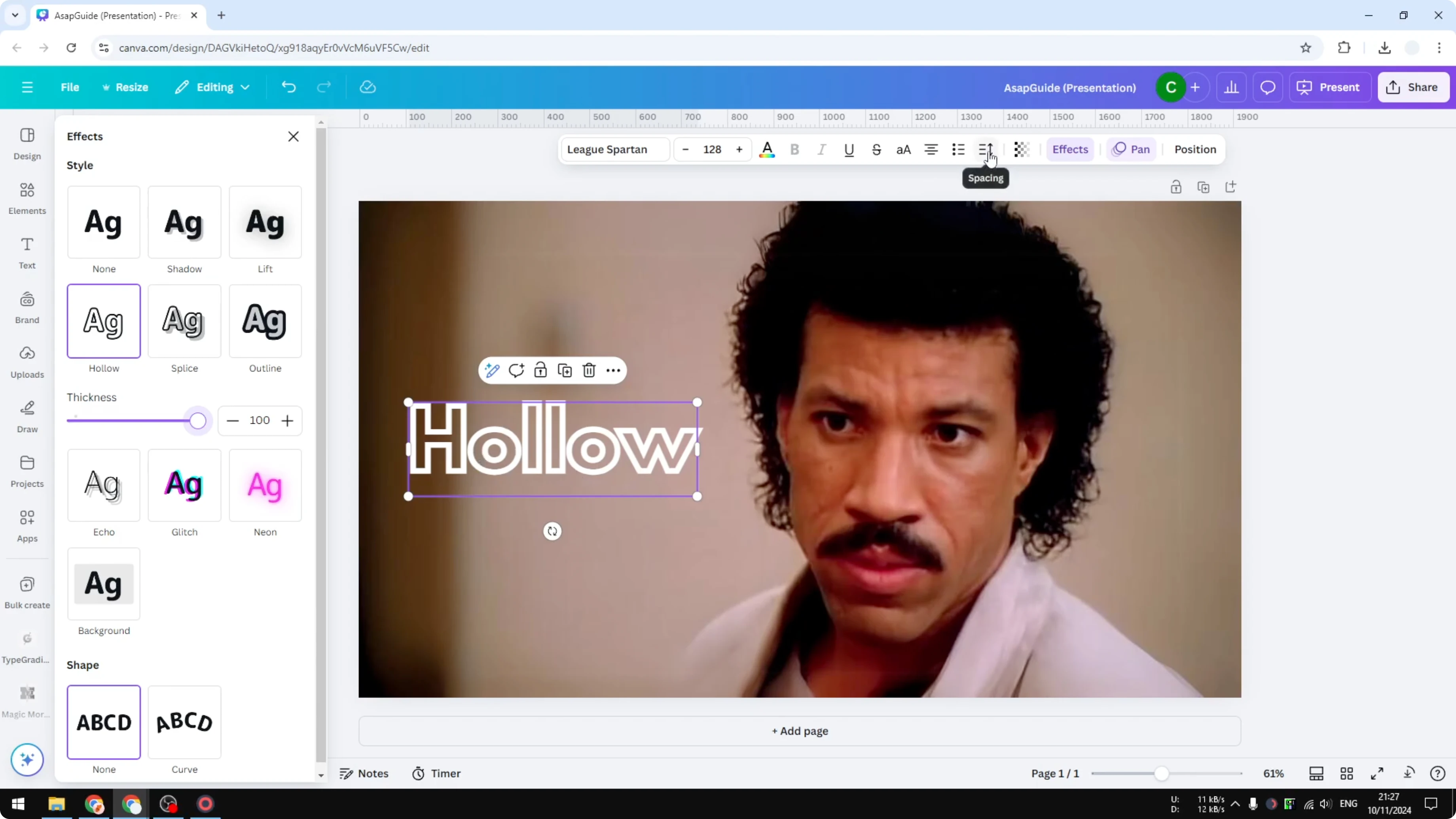 Screenshot from How to Add Outlines to Fonts in Canva at 49s