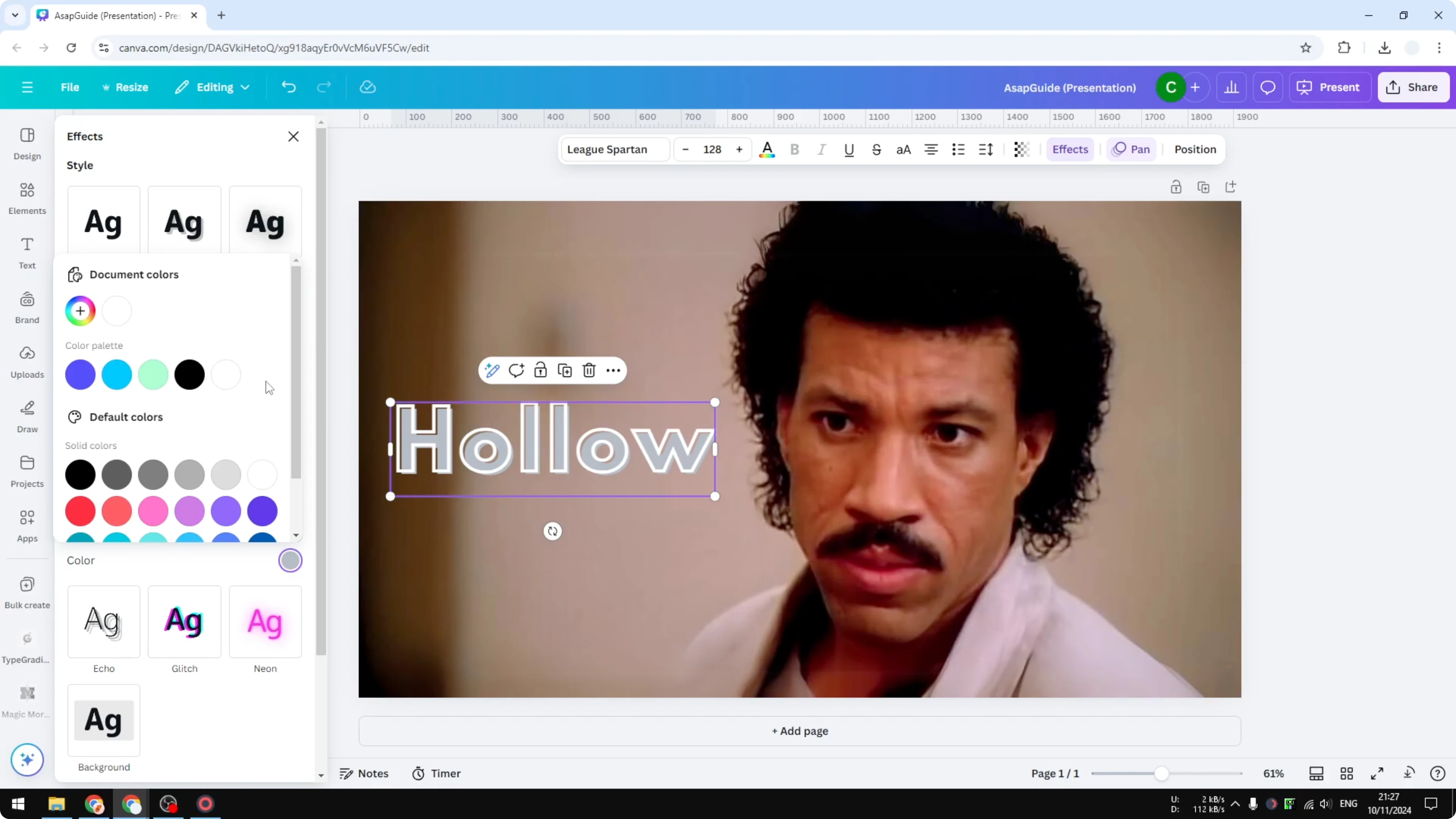 Screenshot from How to Add Outlines to Fonts in Canva at 72s