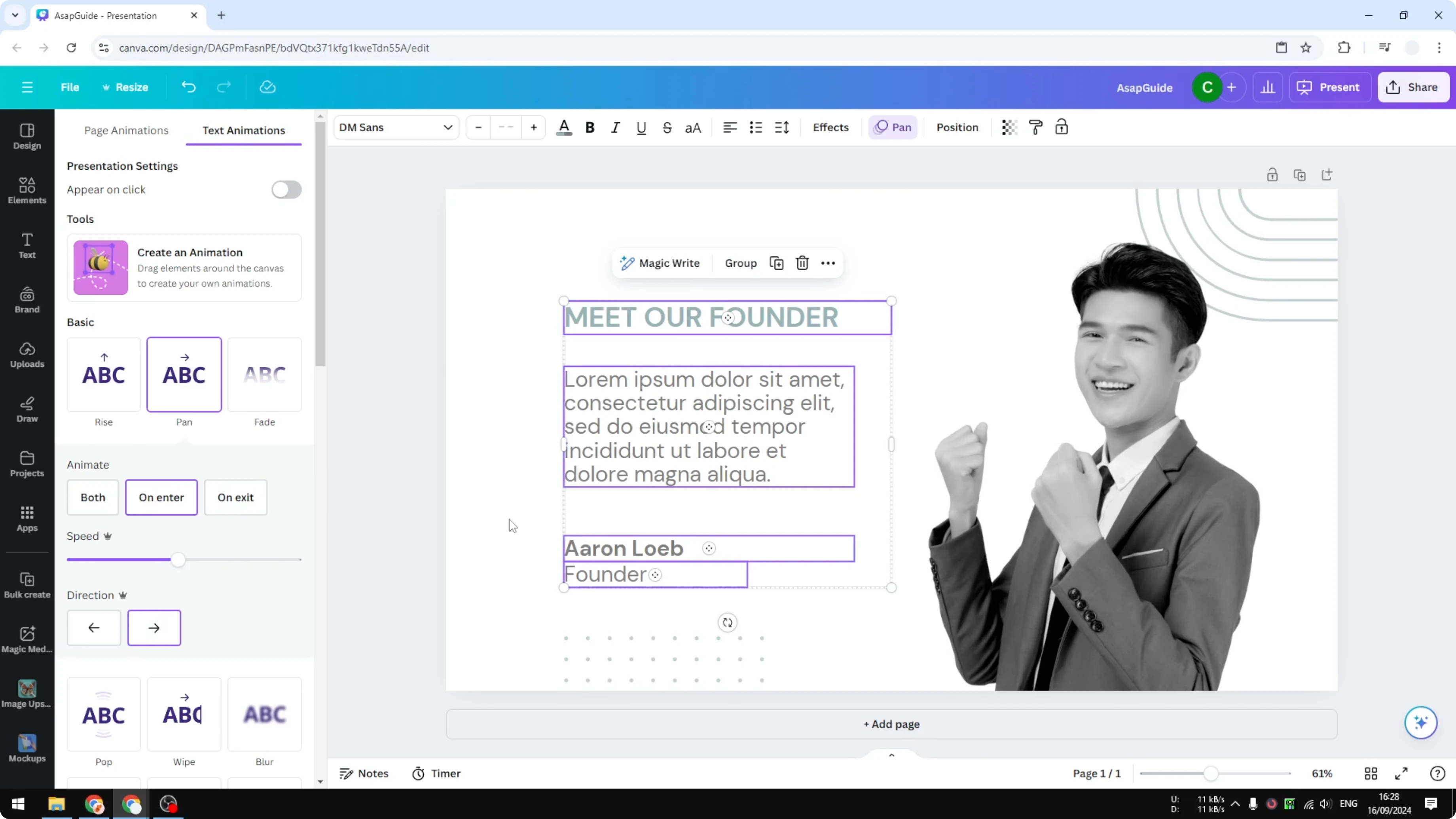 Screenshot from How to Add Panning Animation in Canva at 107s