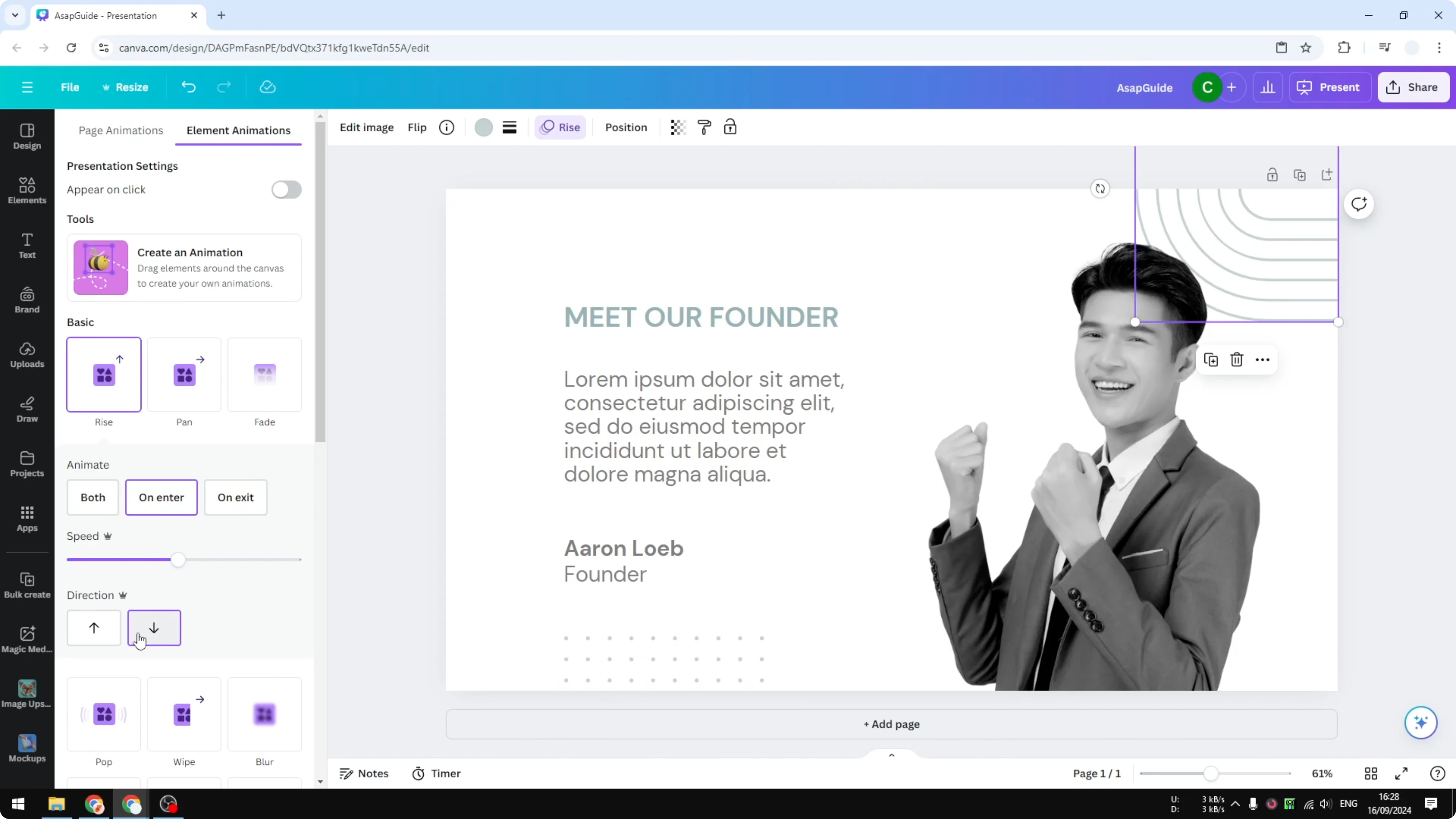 Screenshot from How to Add Panning Animation in Canva at 123s