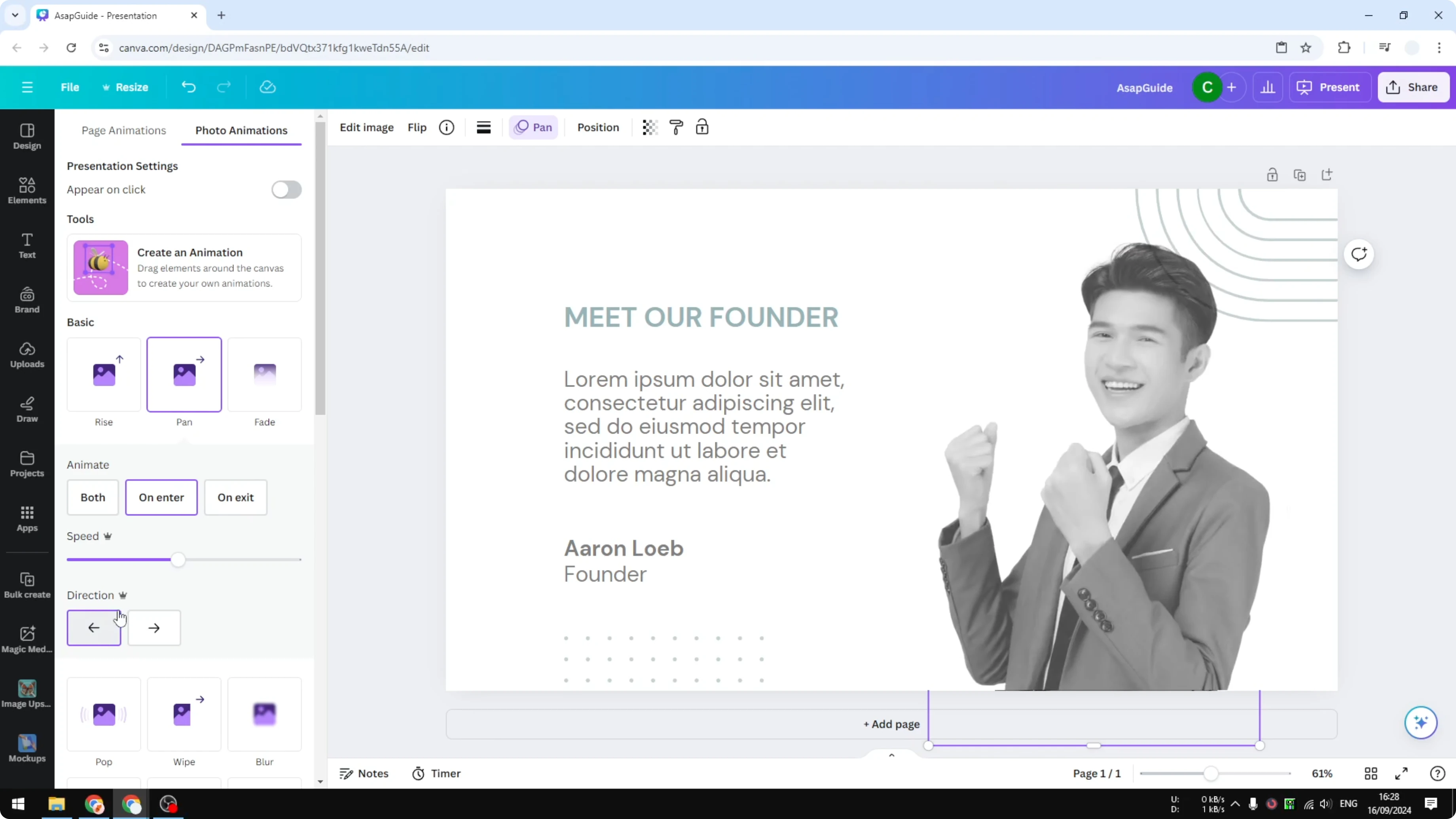 Screenshot from How to Add Panning Animation in Canva at 88s