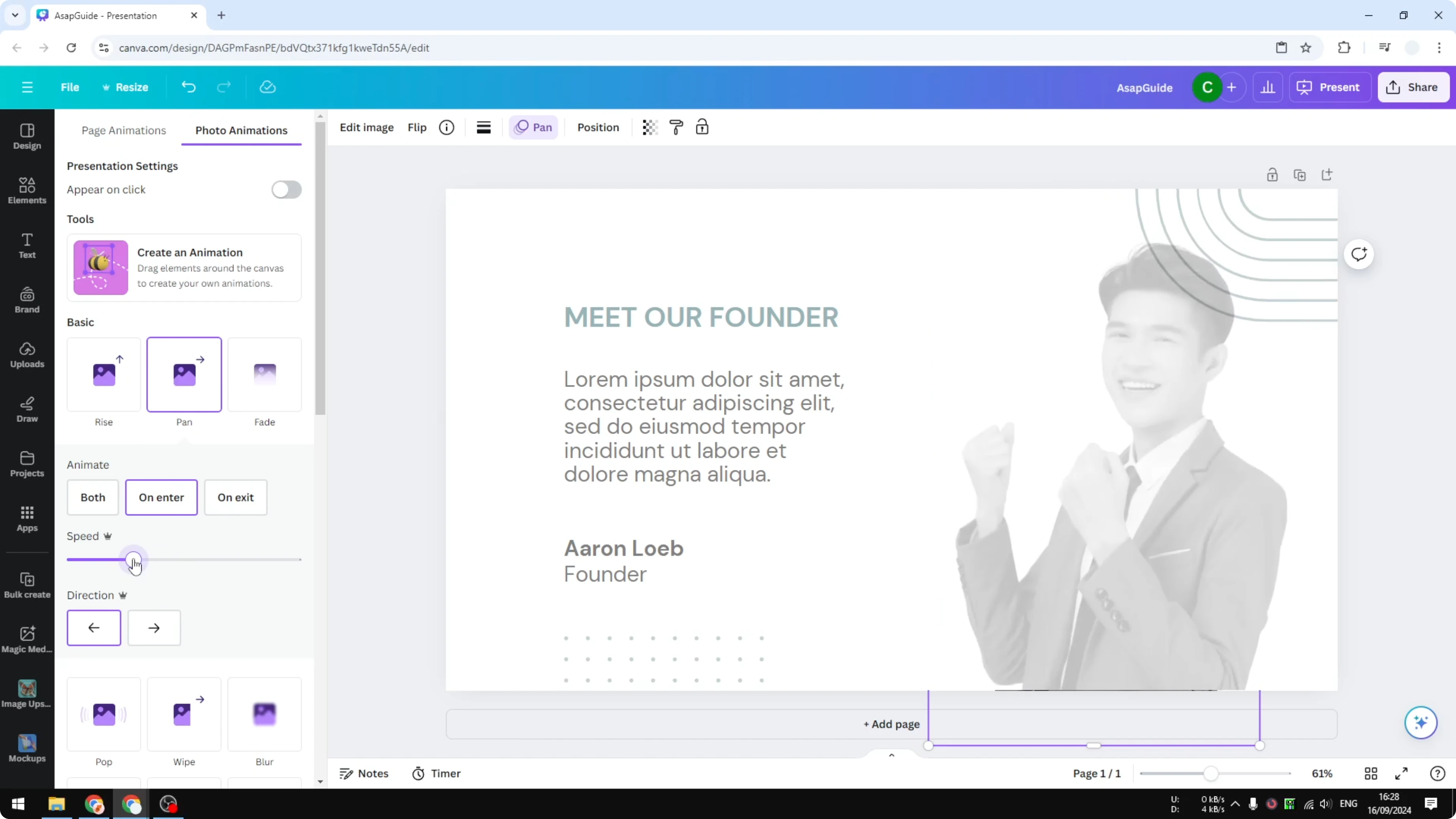 Screenshot from How to Add Panning Animation in Canva at 92s