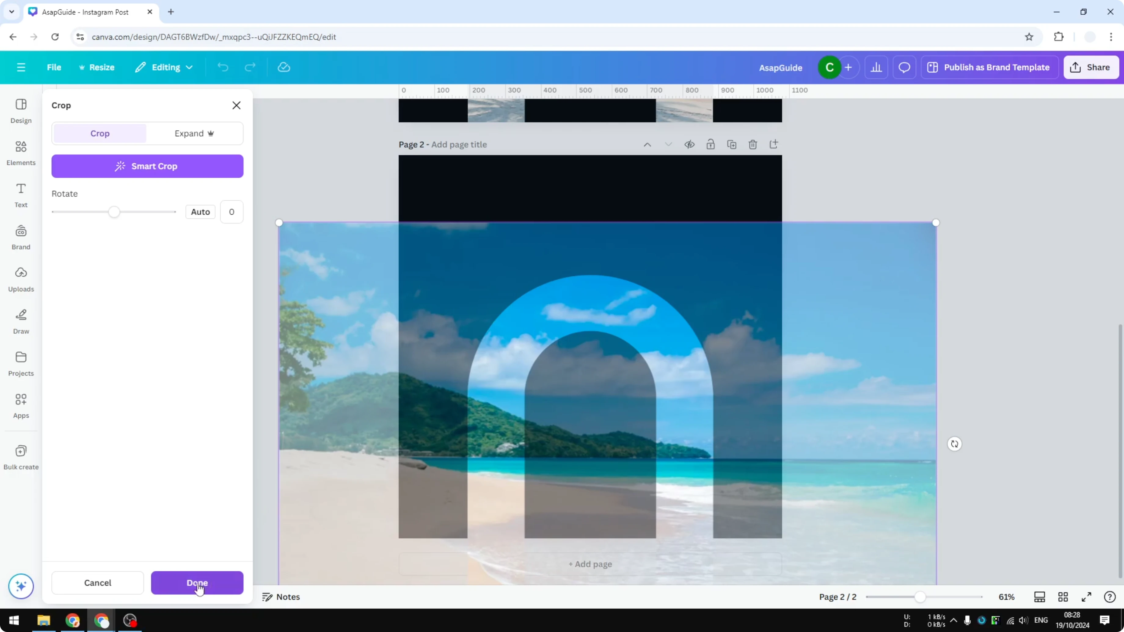 Screenshot from How to Add Photo Into Arch in Canva at 113s