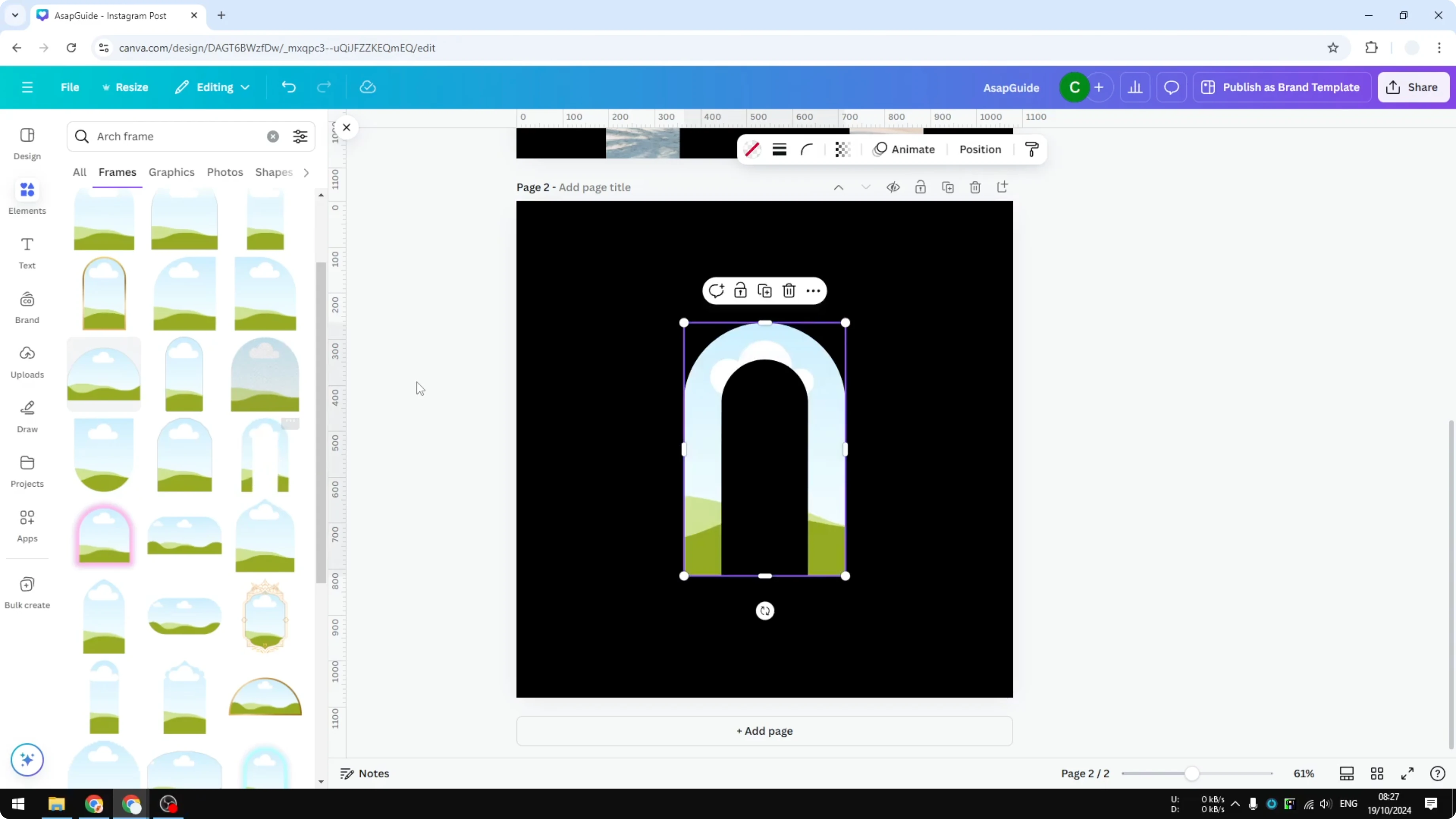 Screenshot from How to Add Photo Into Arch in Canva at 62s