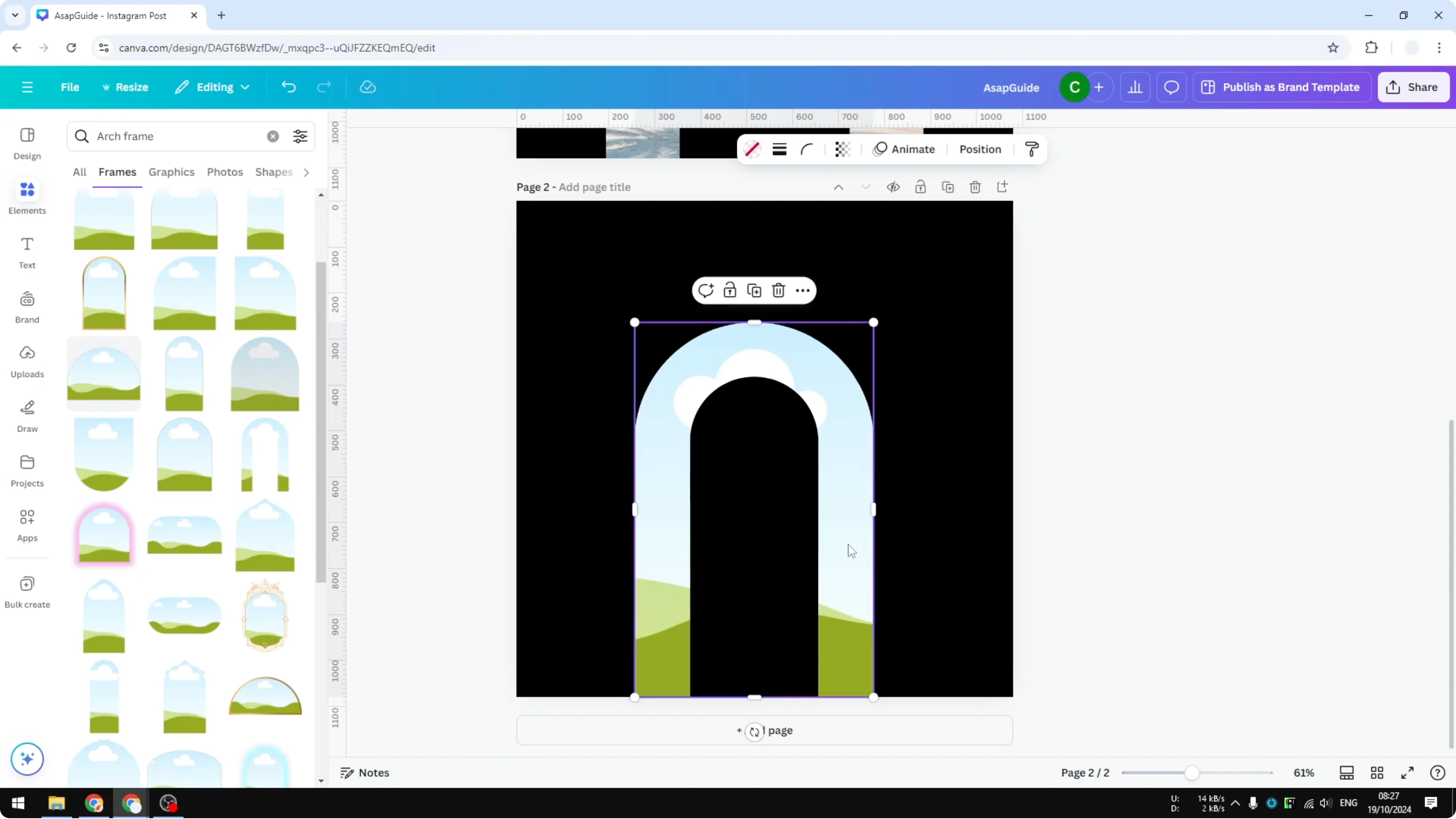 Screenshot from How to Add Photo Into Arch in Canva at 67s