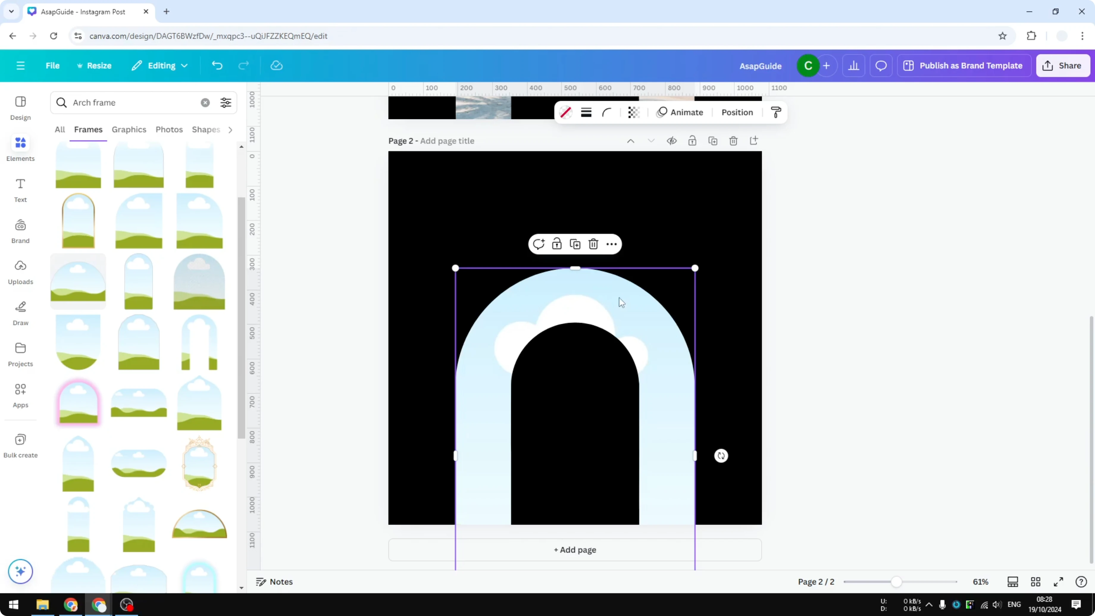 Screenshot from How to Add Photo Into Arch in Canva at 79s