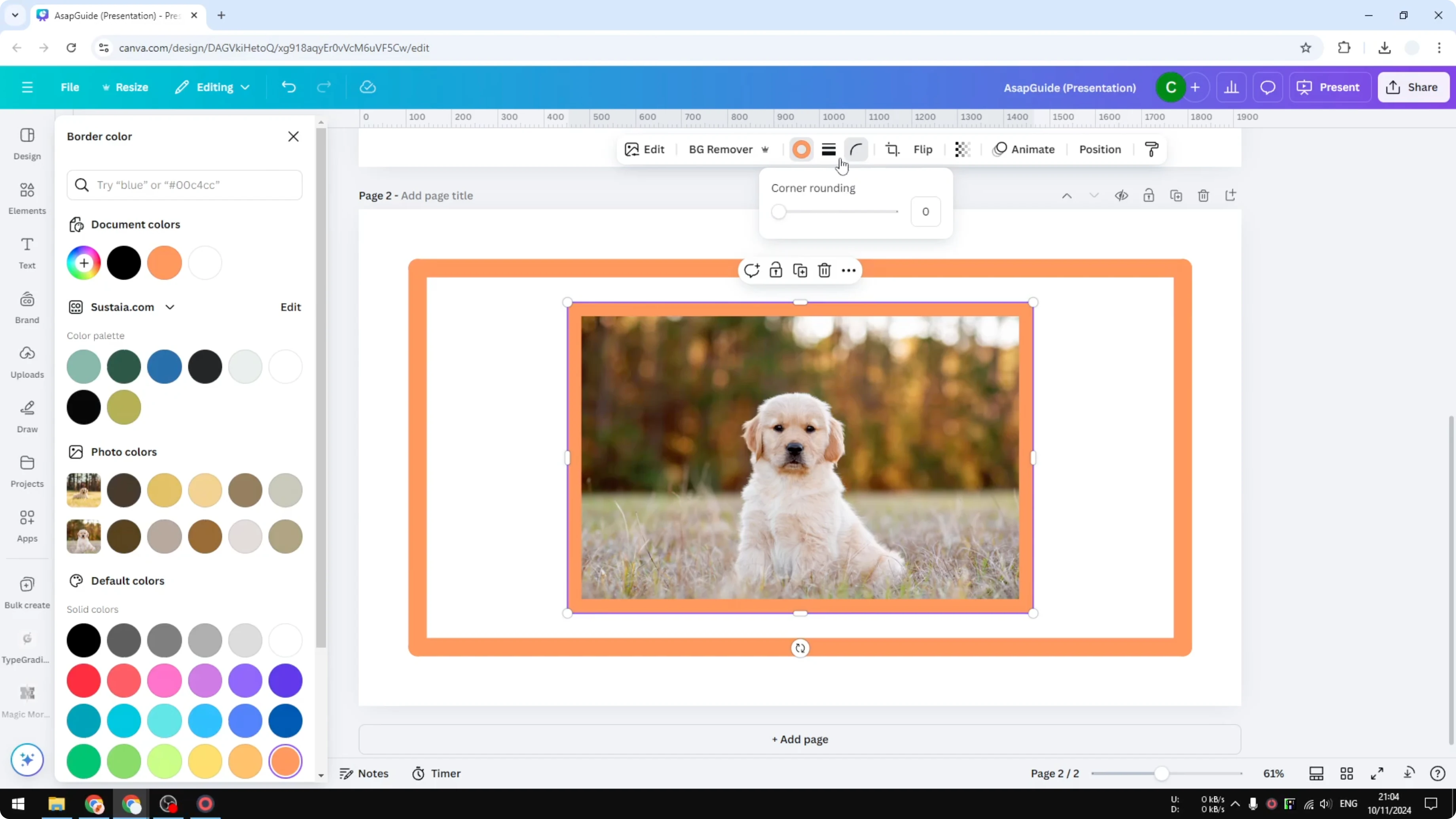 Screenshot from How to Add a Rectangle Frame in Canva Design at 123s