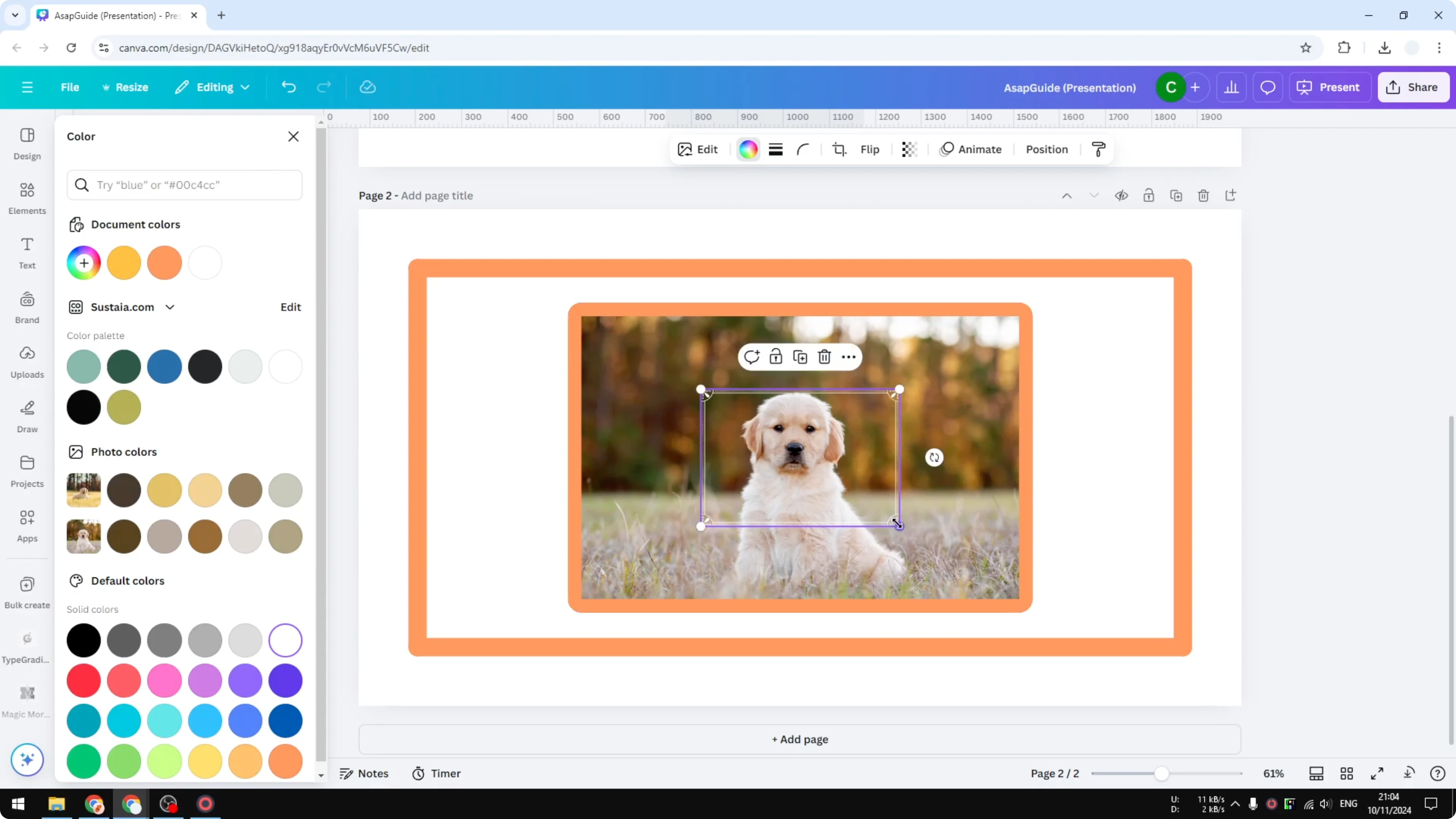 Screenshot from How to Add a Rectangle Frame in Canva Design at 171s