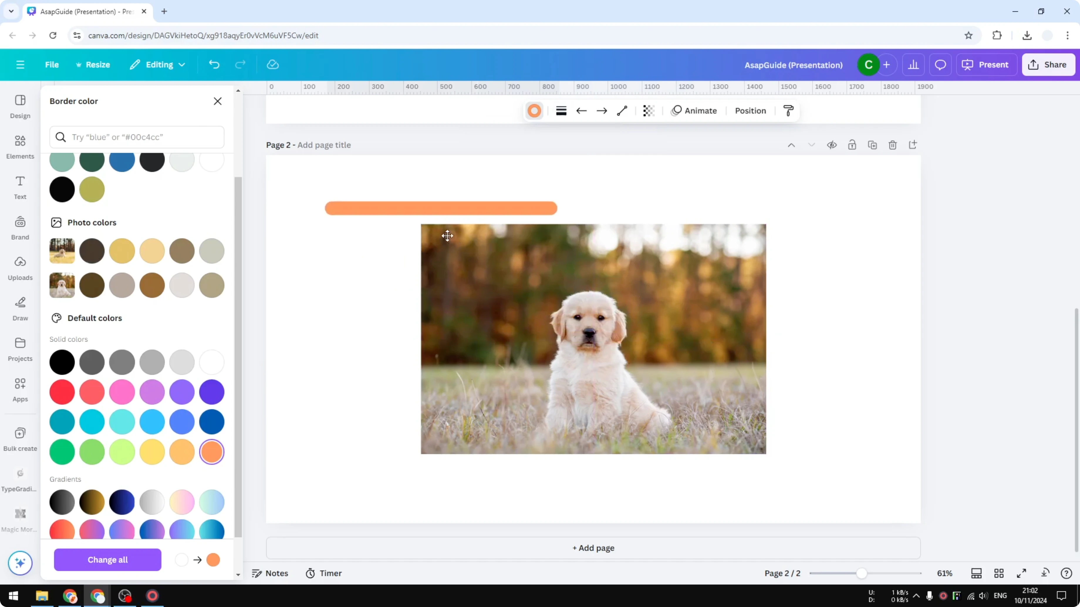 Screenshot from How to Add a Rectangle Frame in Canva Design at 56s
