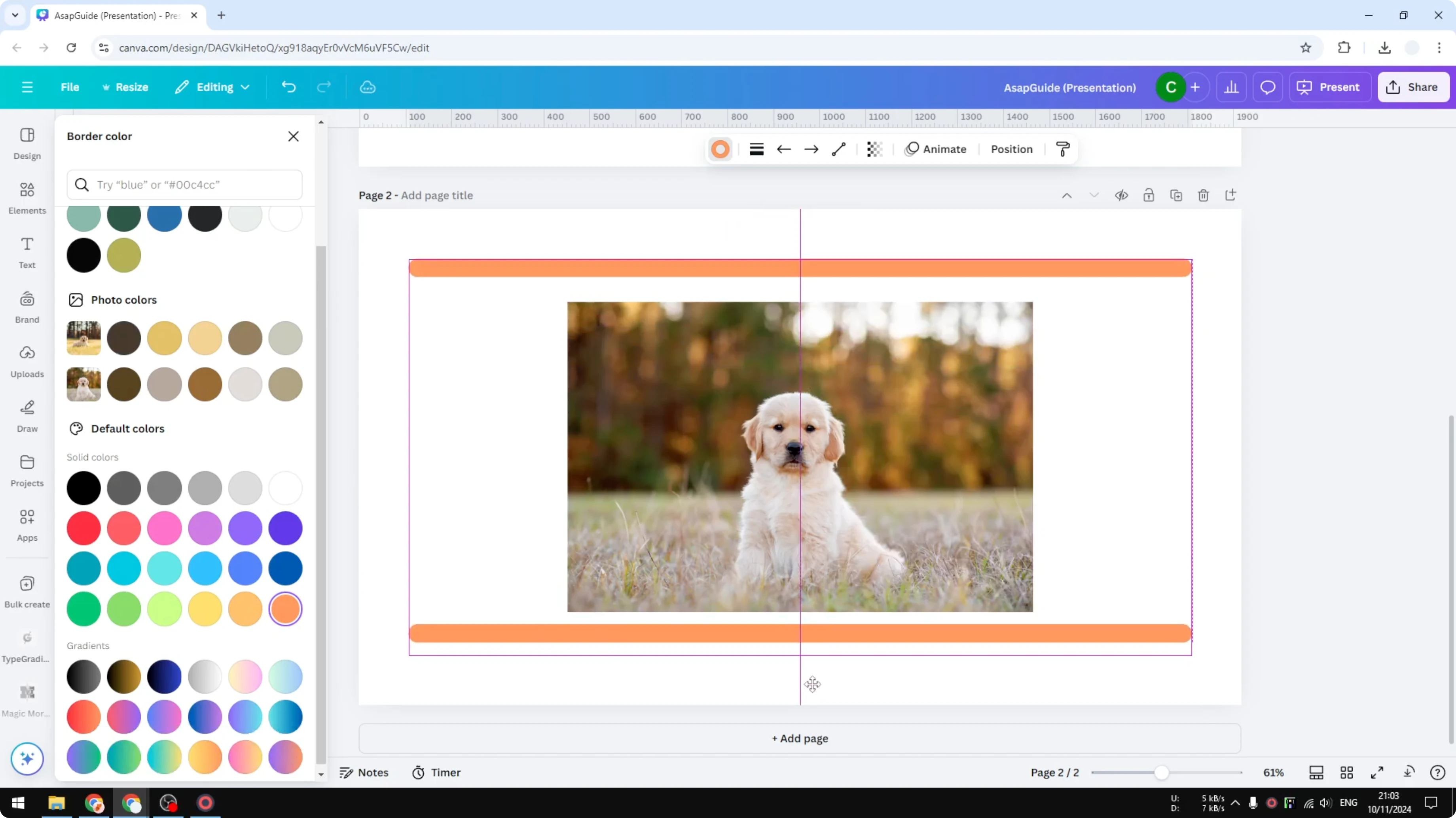 Screenshot from How to Add a Rectangle Frame in Canva Design at 66s