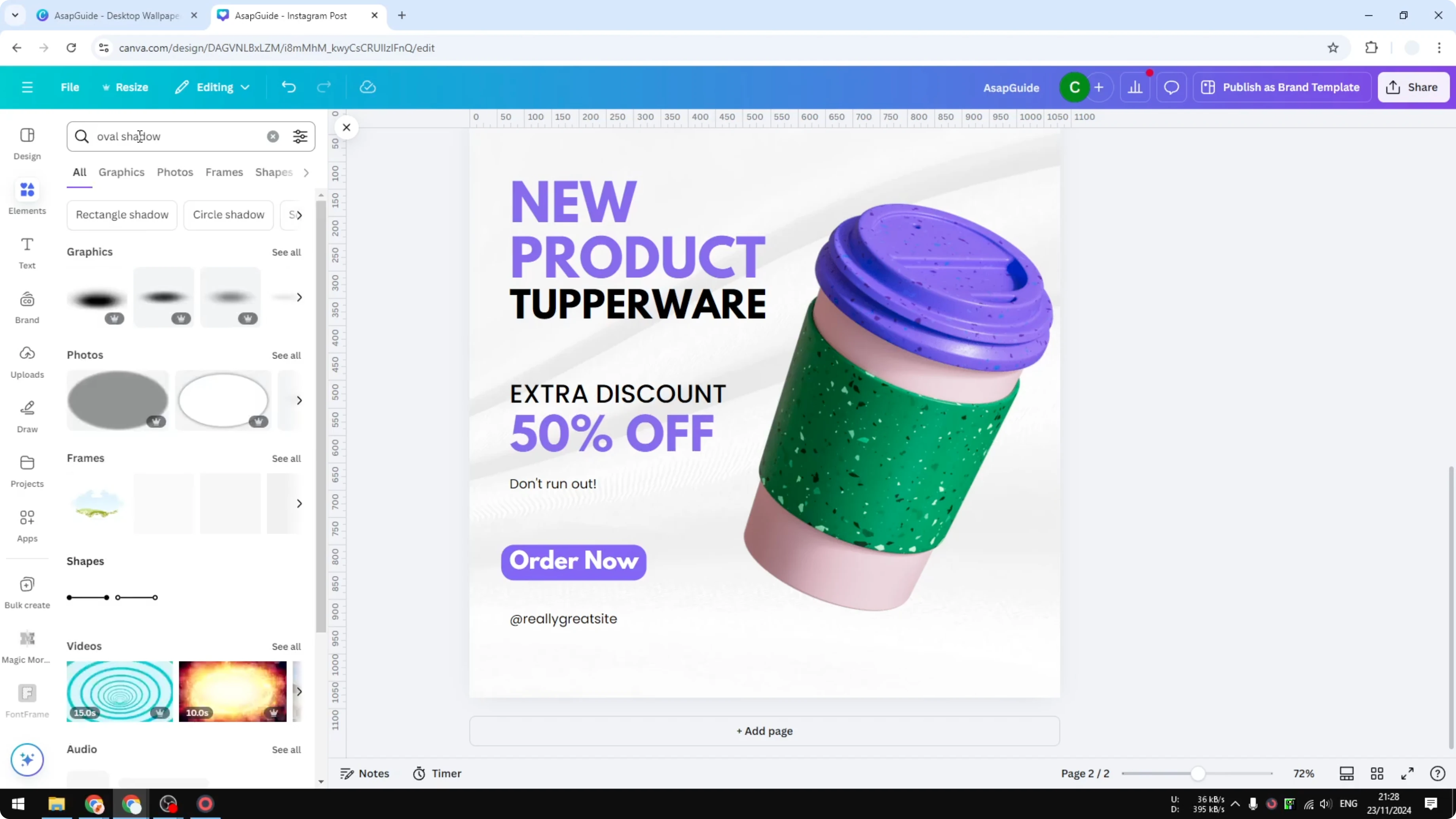 Screenshot from How to Add Shadow to Product Images in Canva at 238s