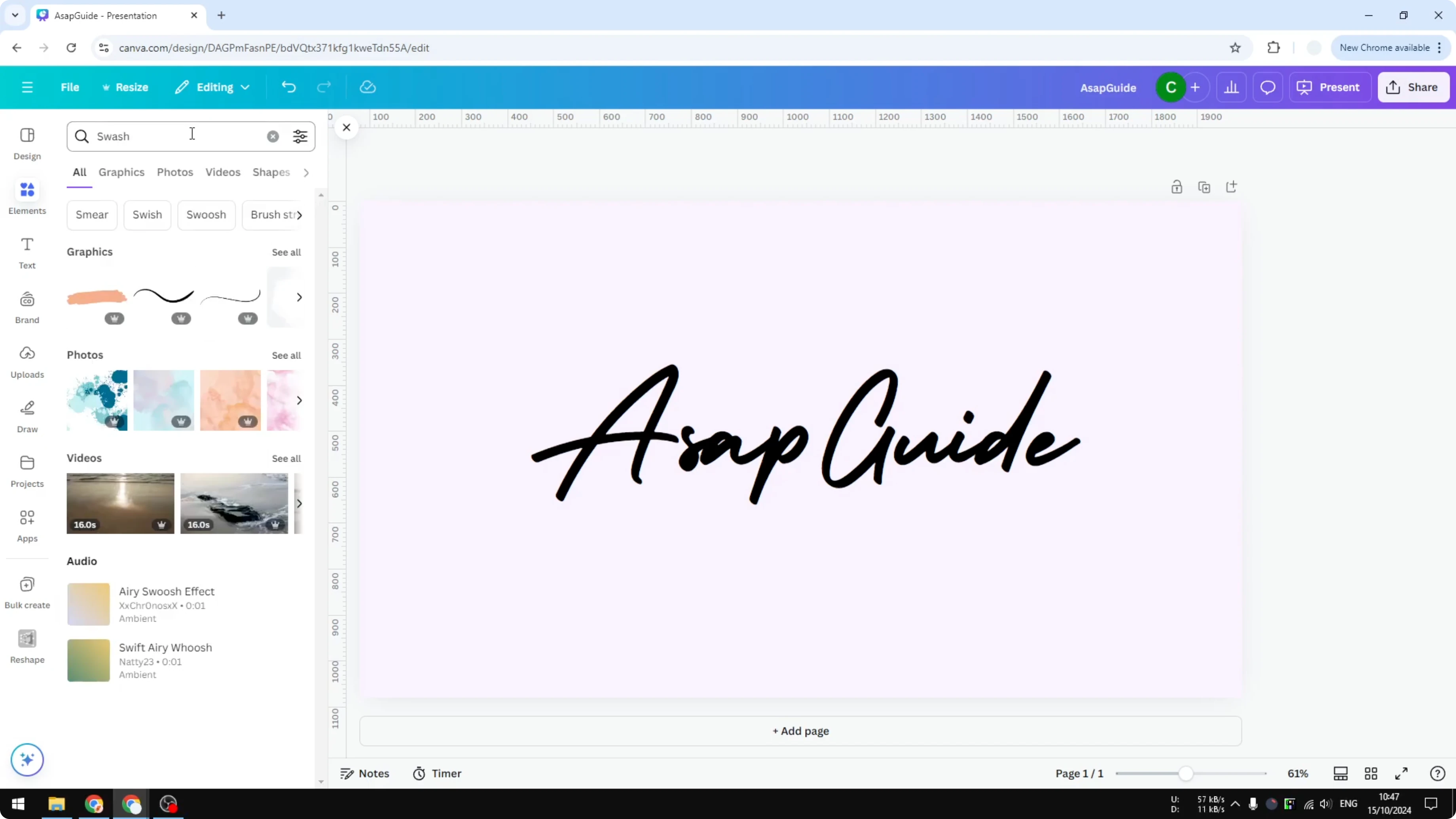Screenshot from How to Add Swashes in Canva at 109s