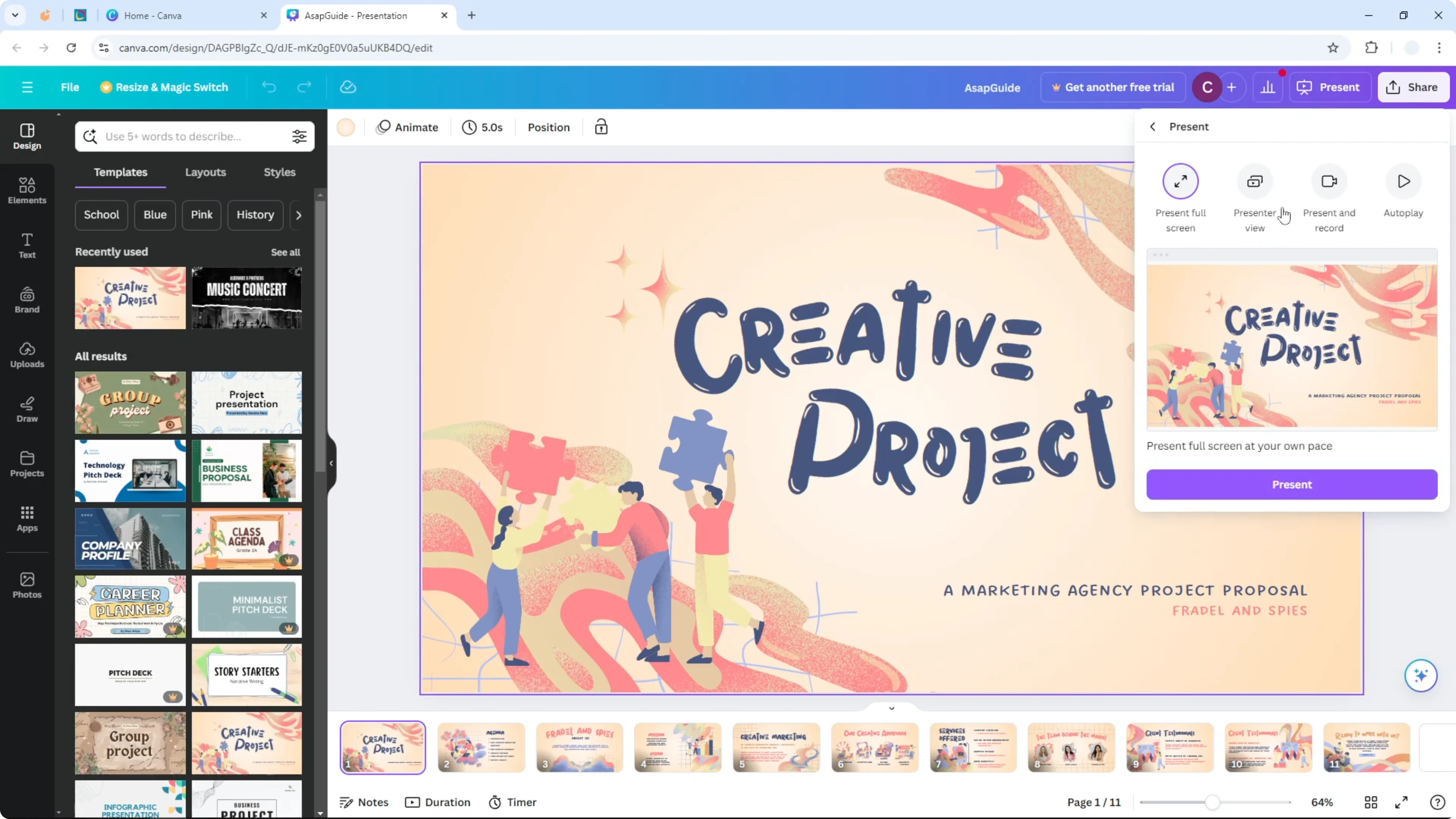 Screenshot from How to Add Timer to Canva Presentation at 56s