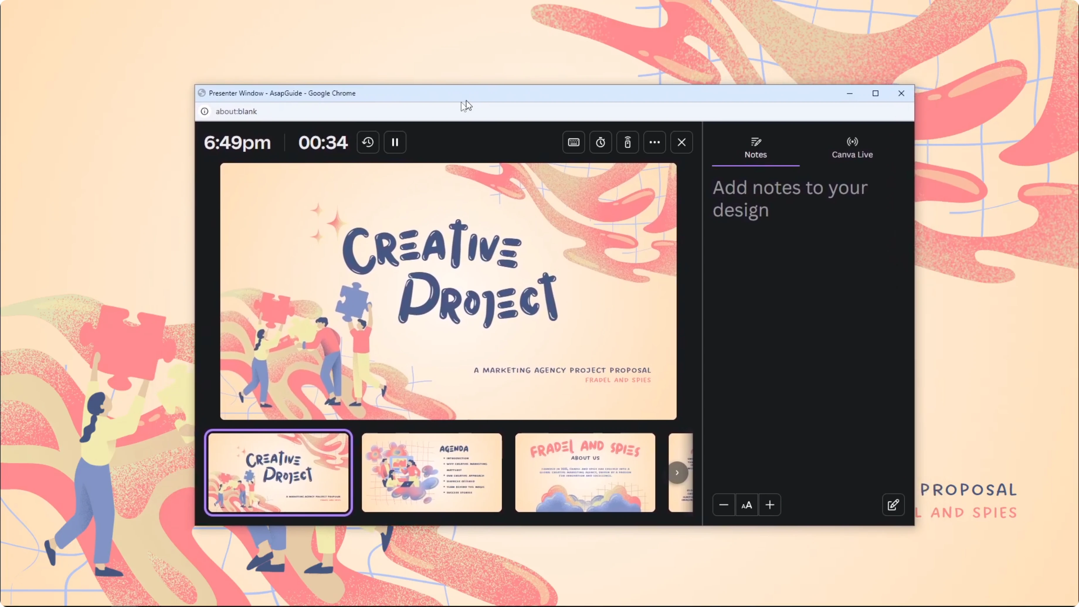 Screenshot from How to Add Timer to Canva Presentation at 99s