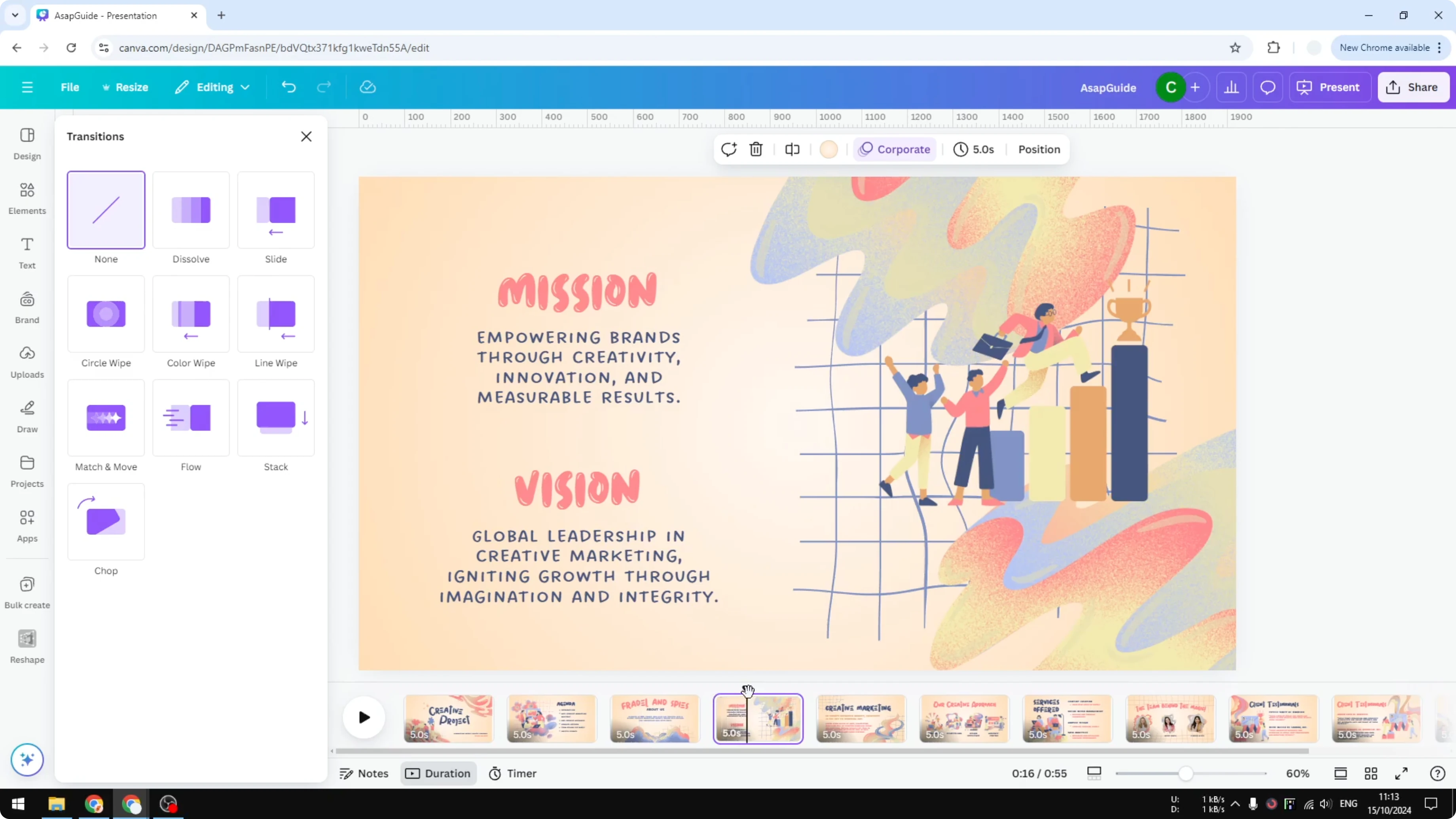 Screenshot from How to Add Transition in Canva Presentation at 114s