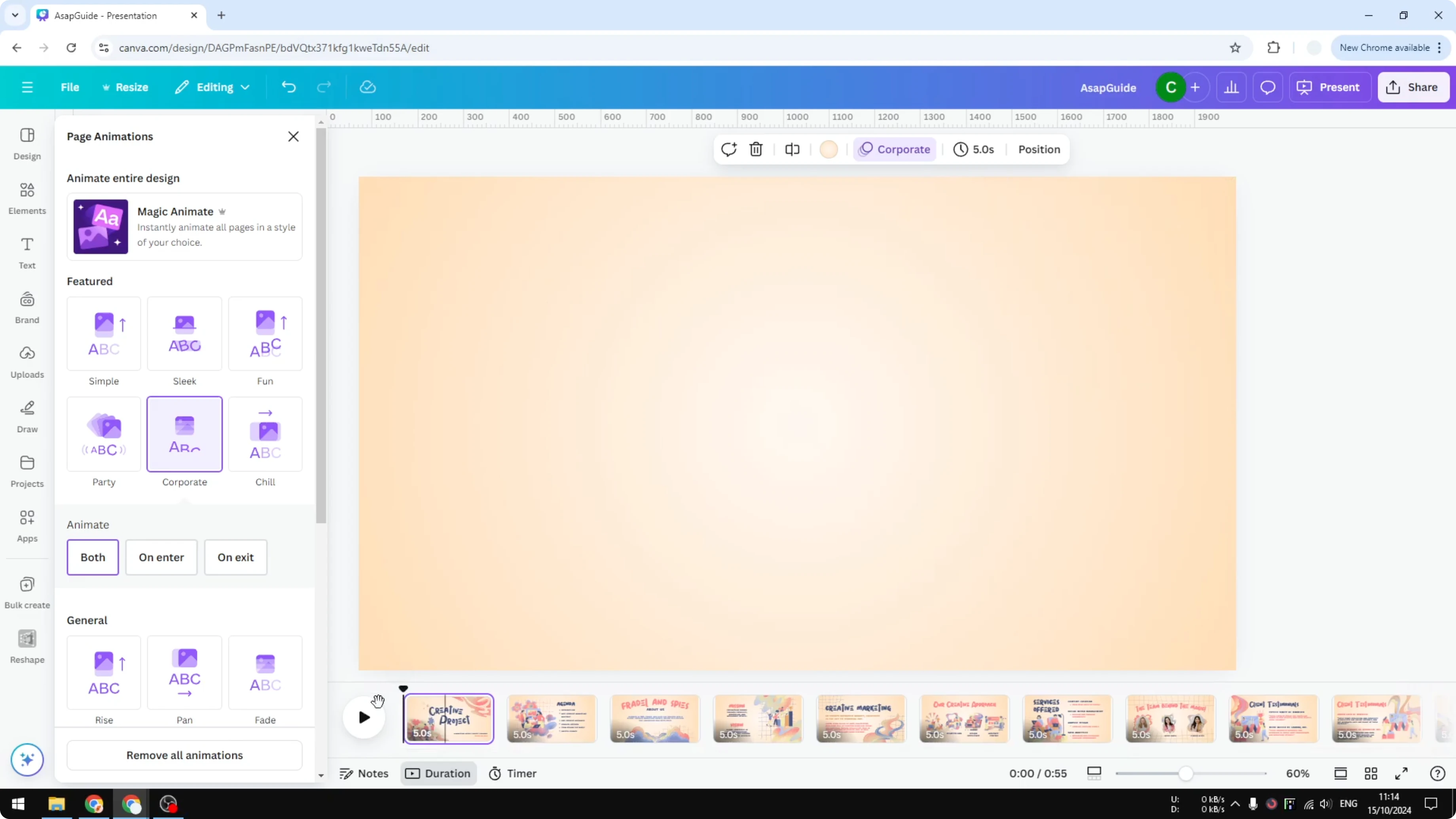 Screenshot from How to Add Transition in Canva Presentation at 126s