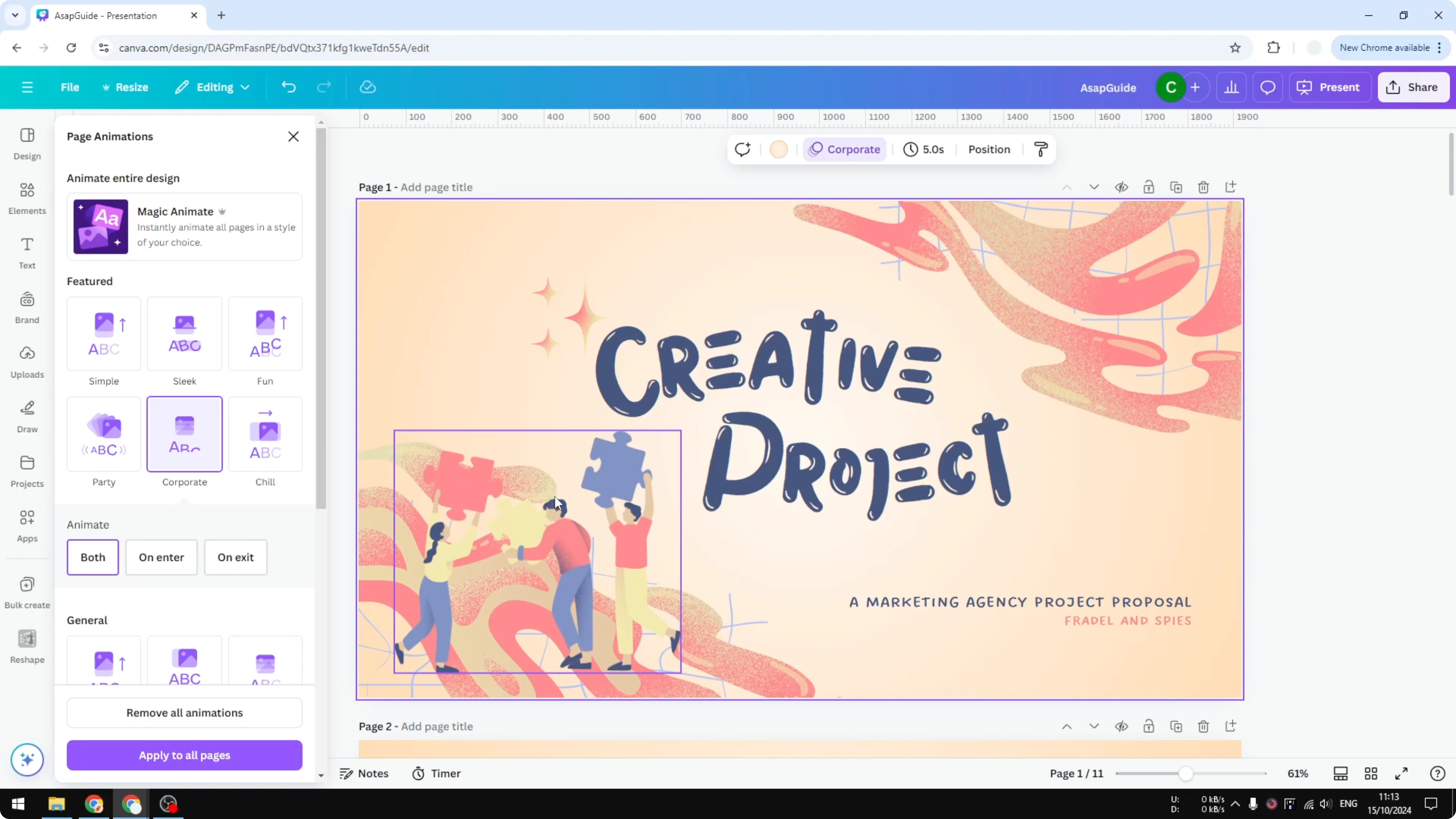 Screenshot from How to Add Transition in Canva Presentation at 80s