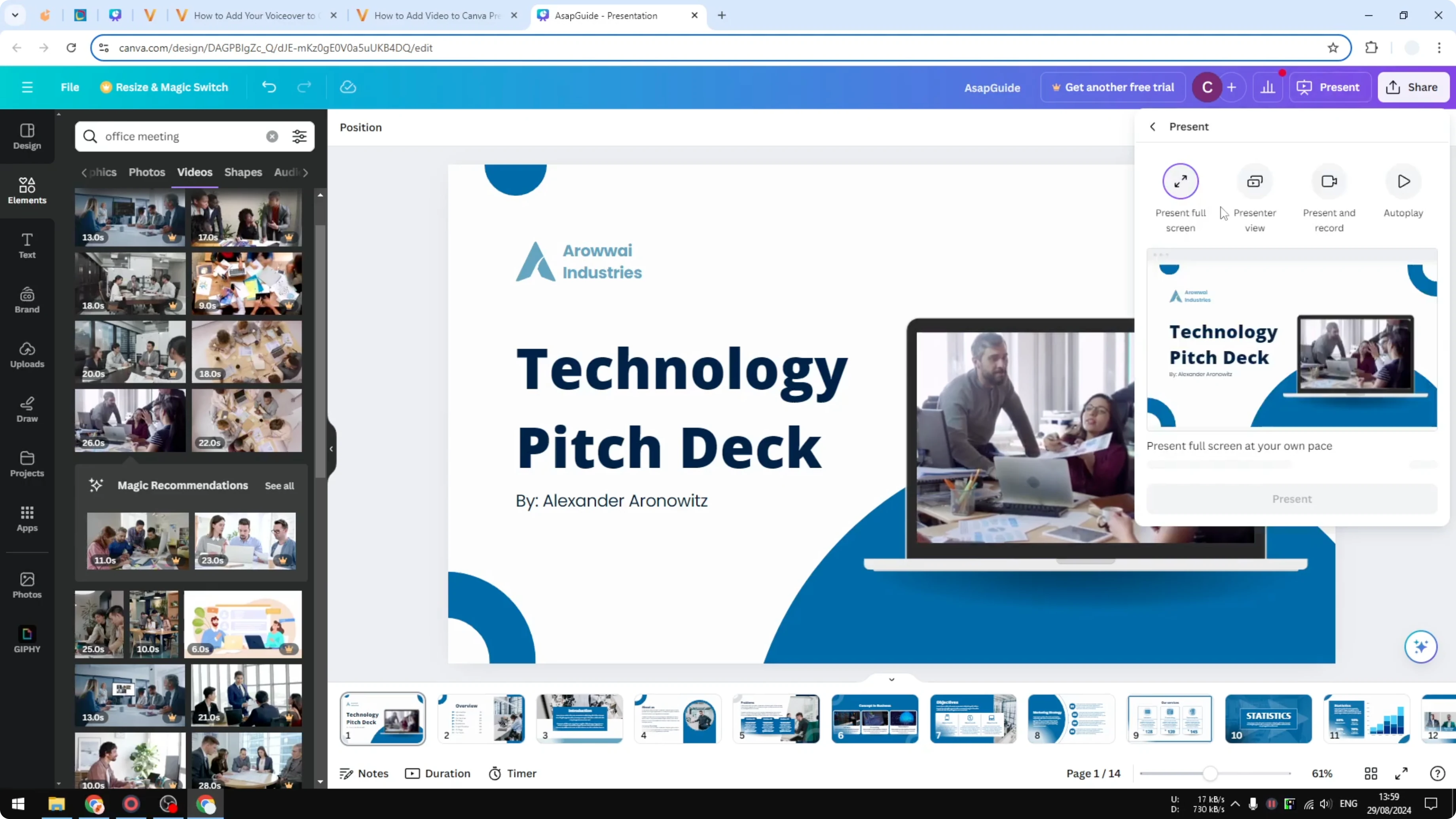 Screenshot from How to Add Video to Canva Presentation at 104s