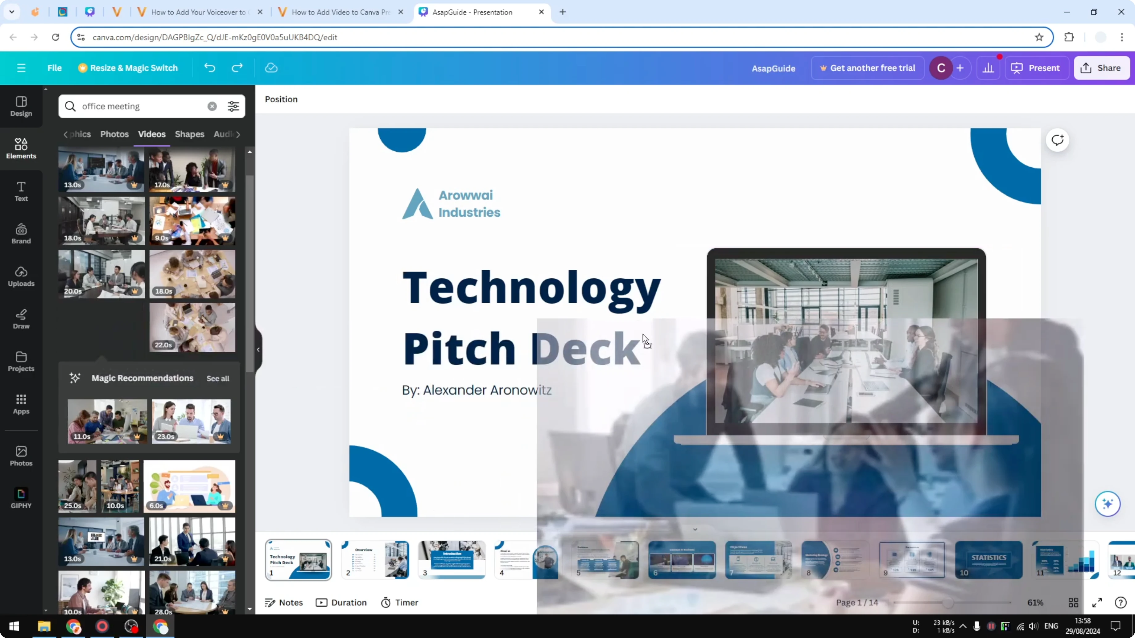 Screenshot from How to Add Video to Canva Presentation at 93s
