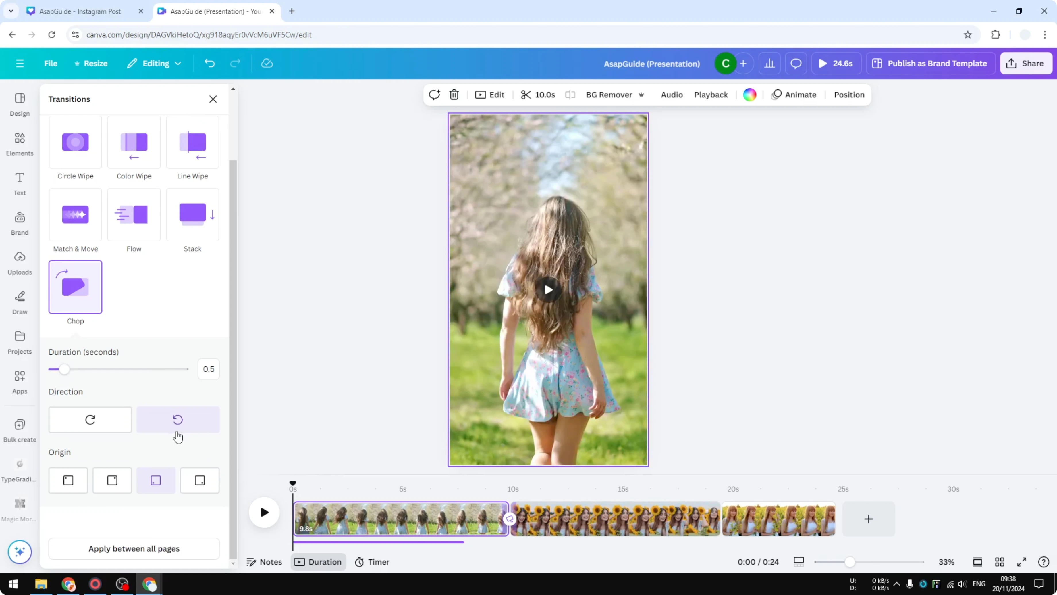 Screenshot from How to Add Video Transitions in Canva at 119s