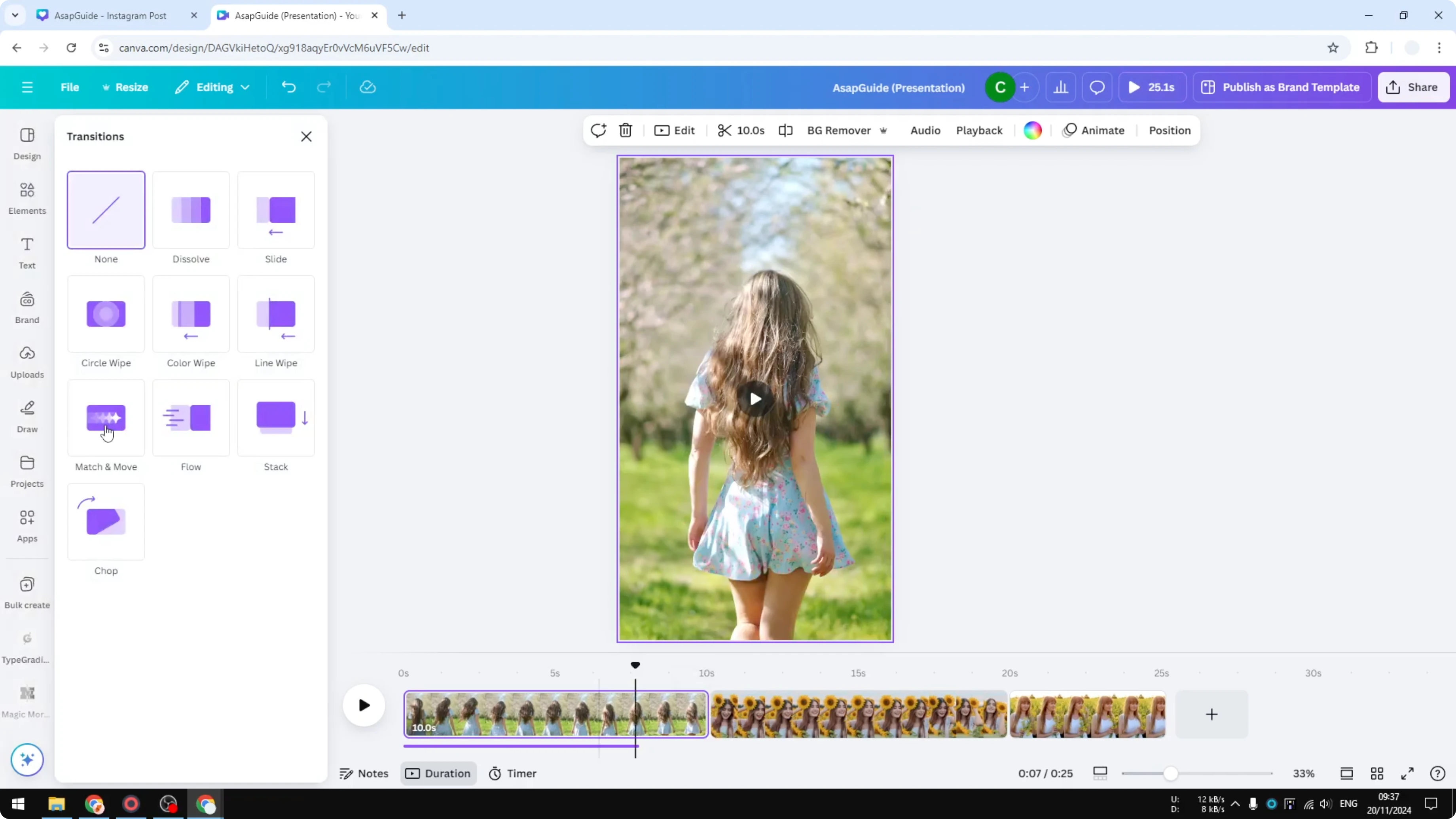 Screenshot from How to Add Video Transitions in Canva at 78s