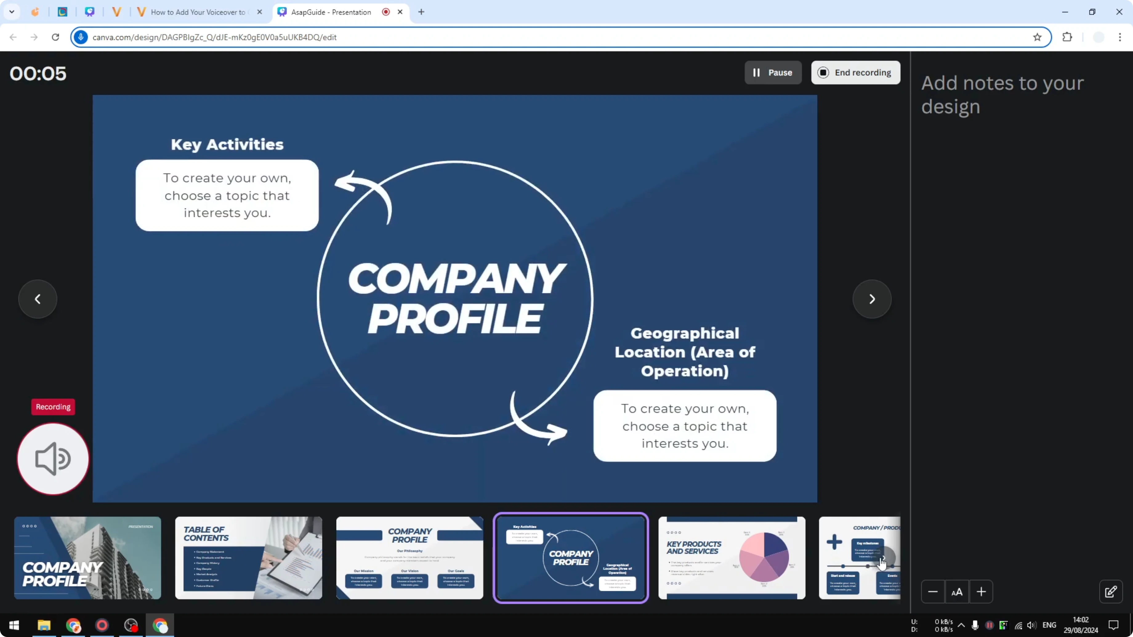 Screenshot from How to Add Your Voiceover to Canva Presentation at 109s