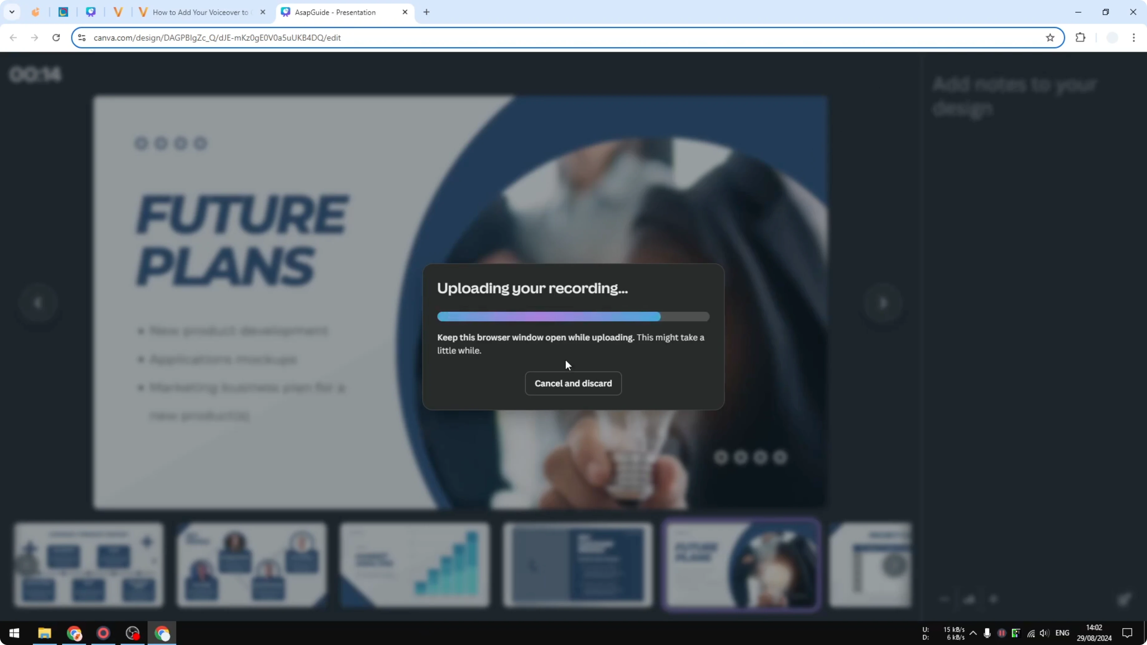 Screenshot from How to Add Your Voiceover to Canva Presentation at 121s