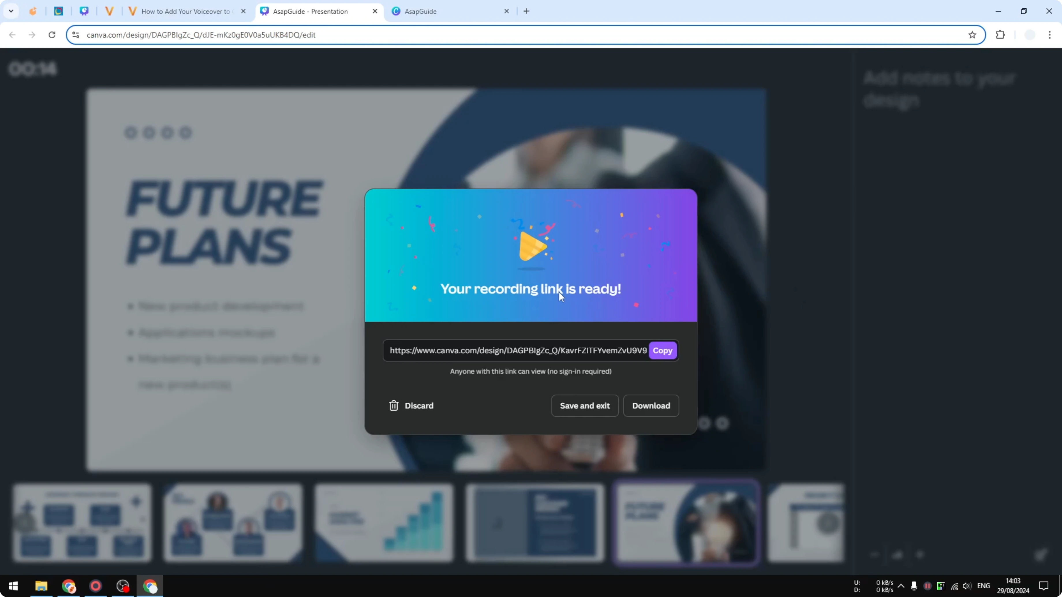 Screenshot from How to Add Your Voiceover to Canva Presentation at 165s