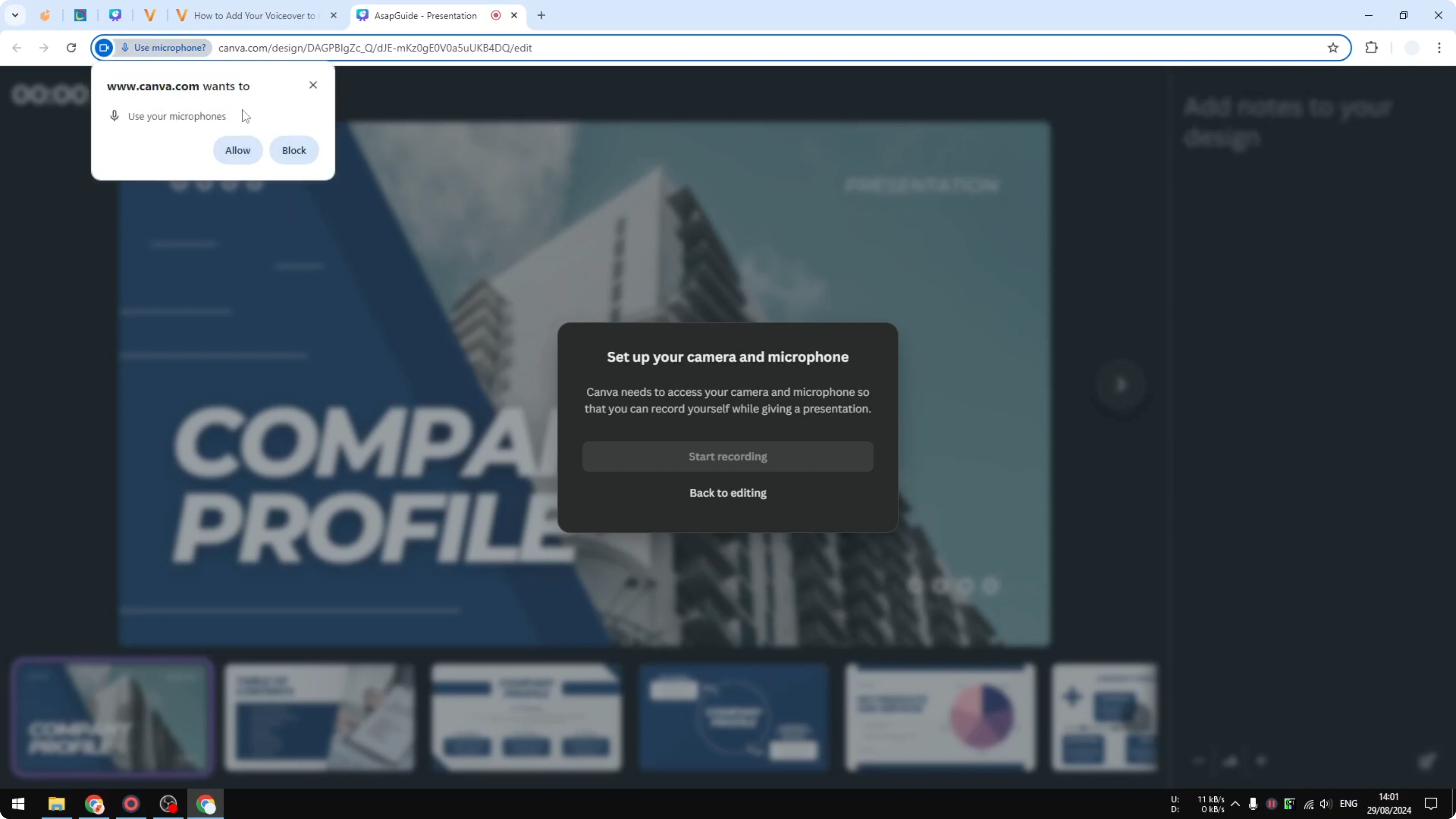 Screenshot from How to Add Your Voiceover to Canva Presentation at 74s