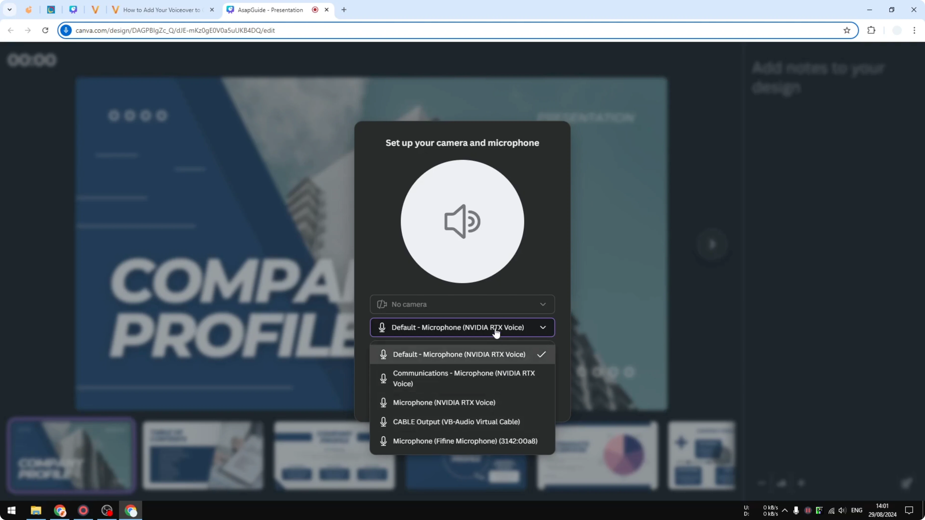 Screenshot from How to Add Your Voiceover to Canva Presentation at 87s