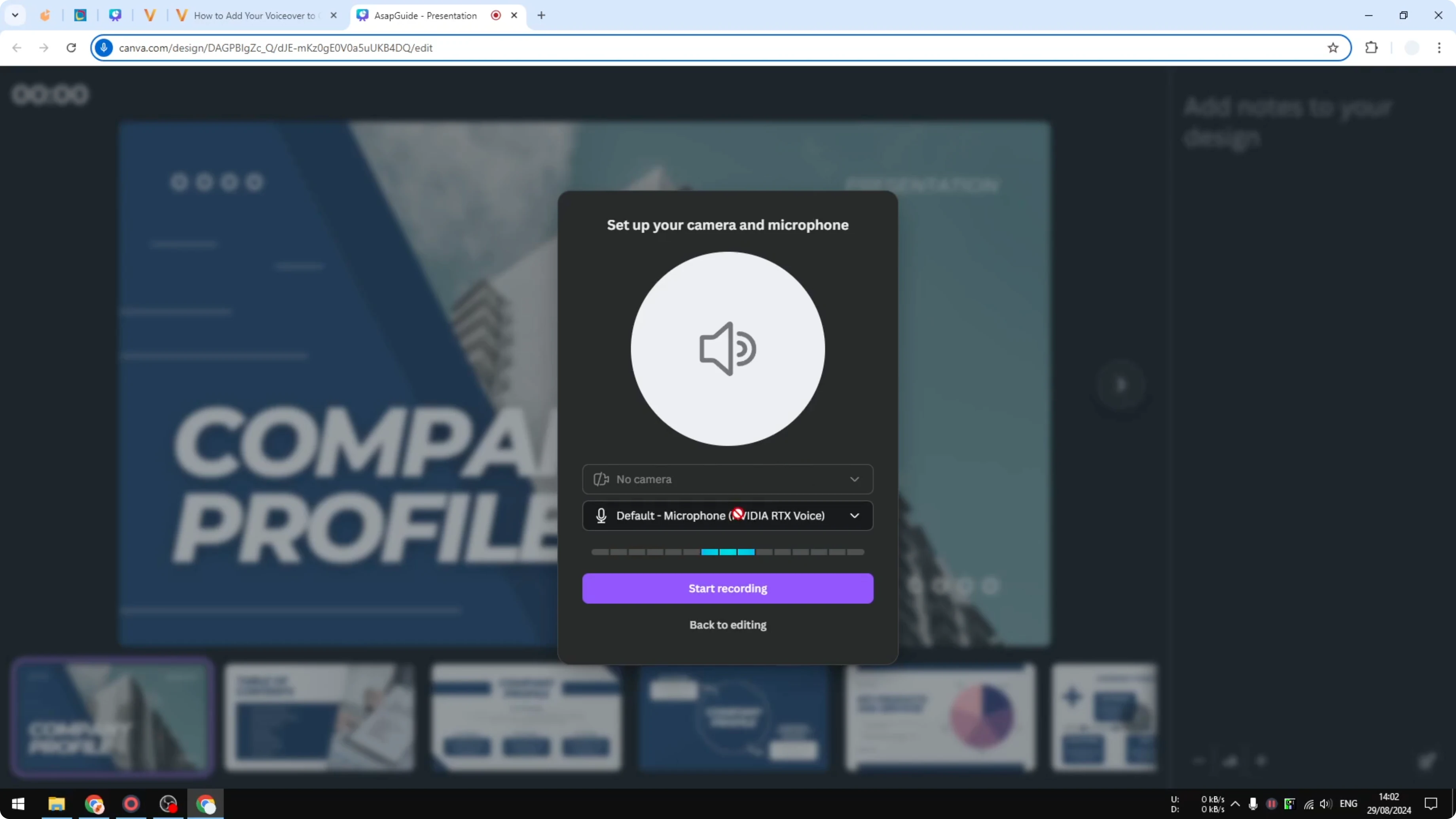 Screenshot from How to Add Your Voiceover to Canva Presentation at 96s
