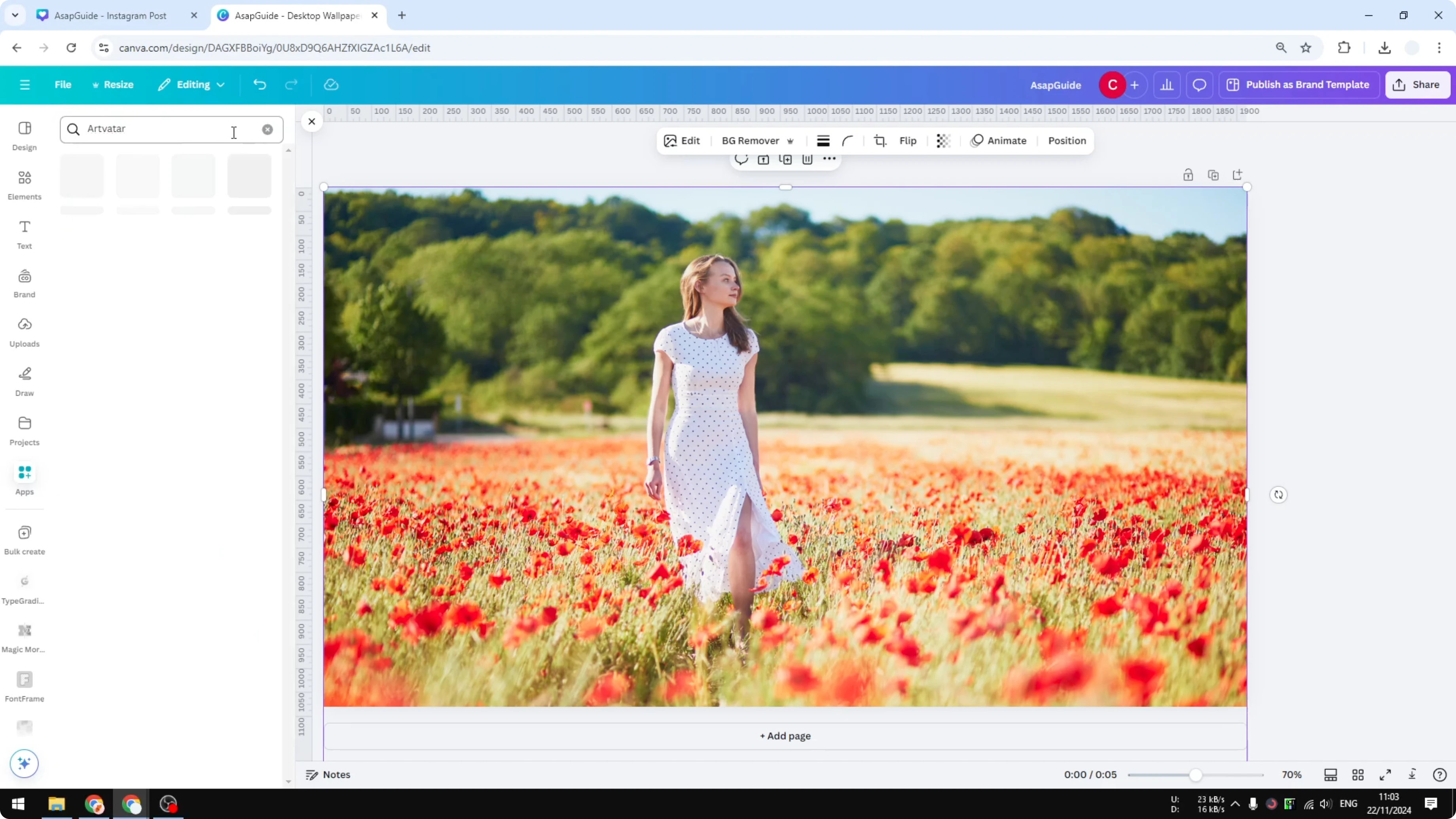 Screenshot from How to Add a Watercolor Effect Effect in Canva at 49s