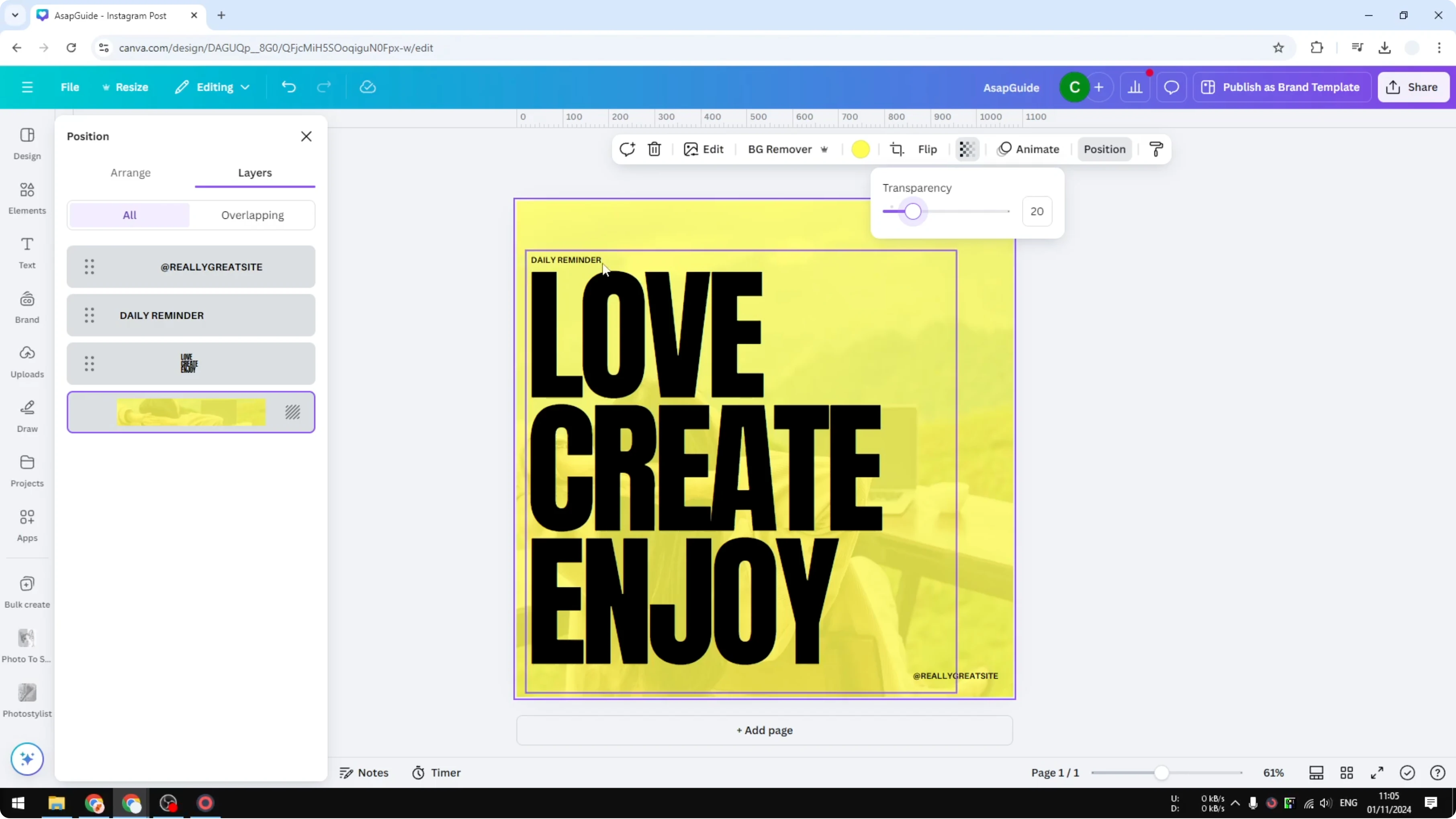 Screenshot from How to Adjust Background Image Transparency at 60s
