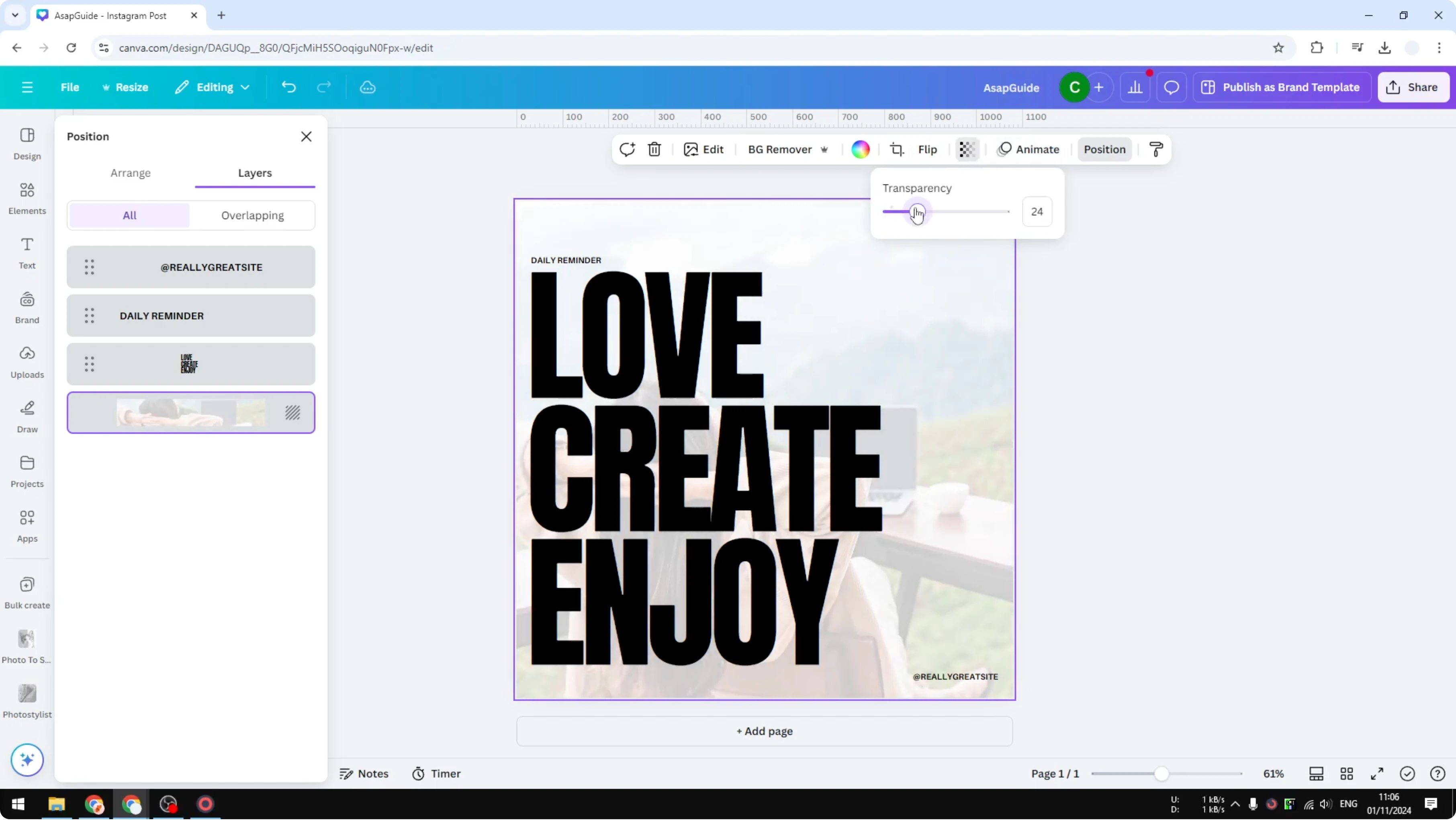 Screenshot from How to Adjust Background Image Transparency at 91s