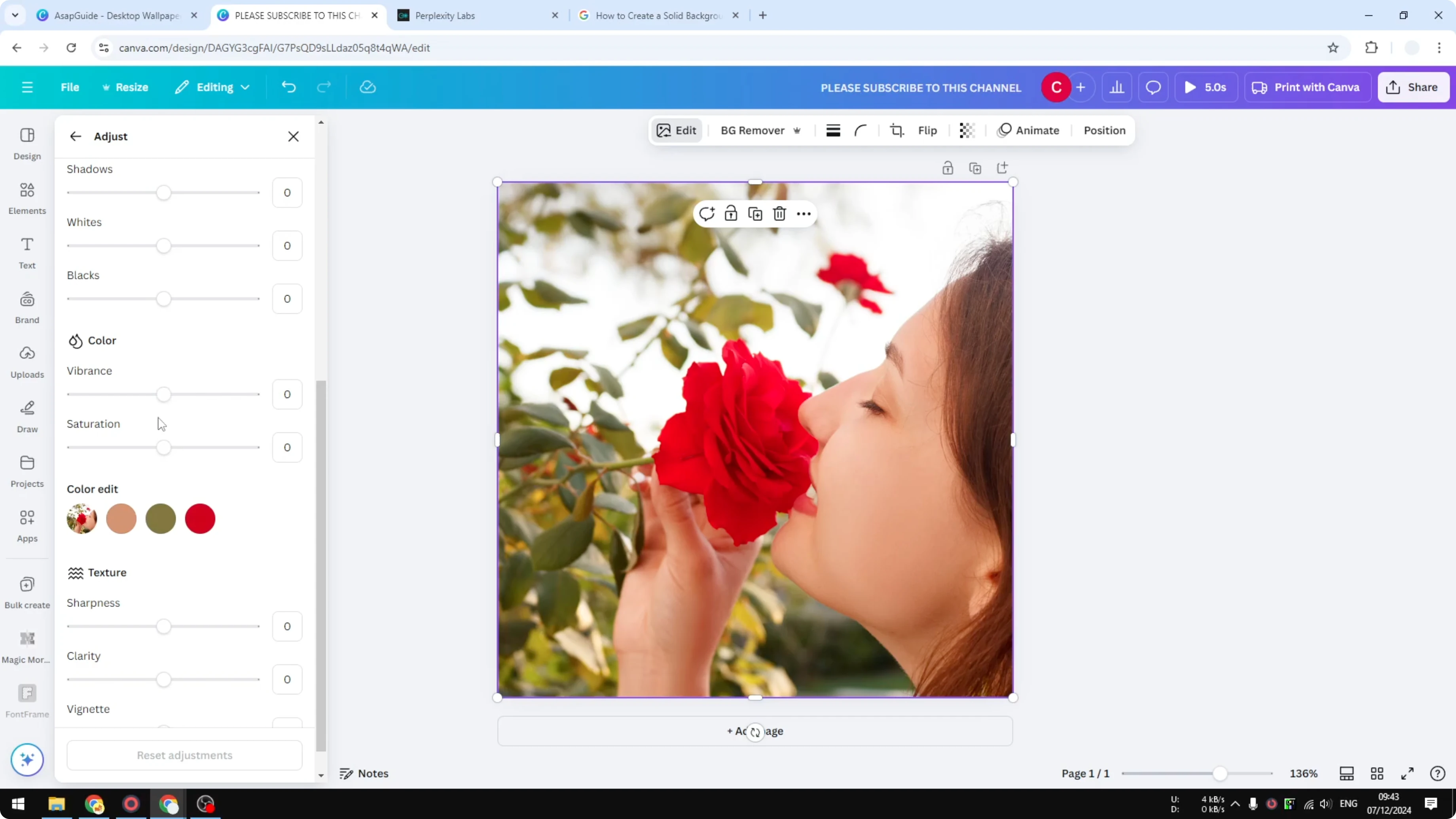 Screenshot from How to Adjust Color of Canva Images at 150s