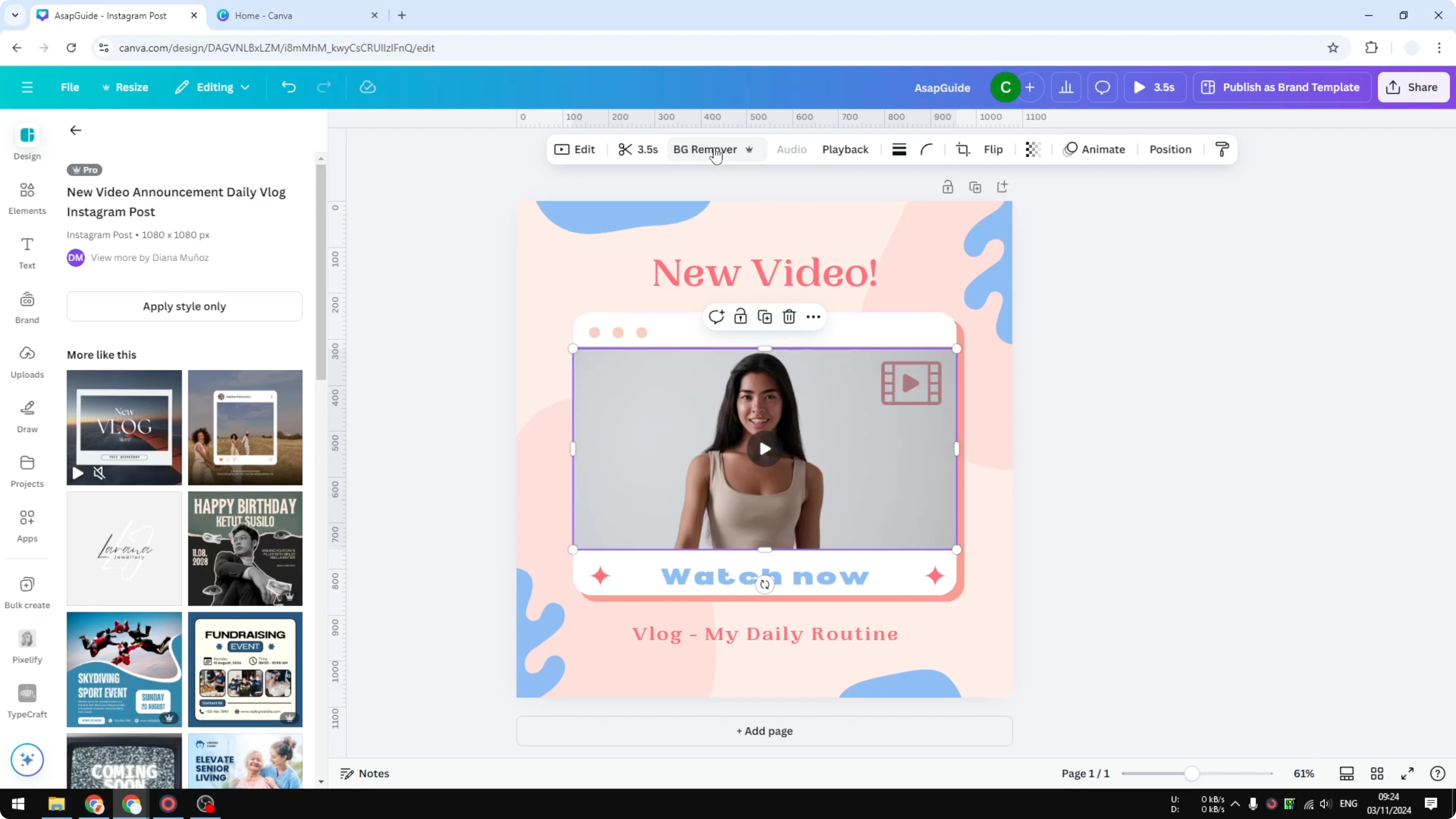 Screenshot from How to Adjust Video Transparency in Canva at 67s
