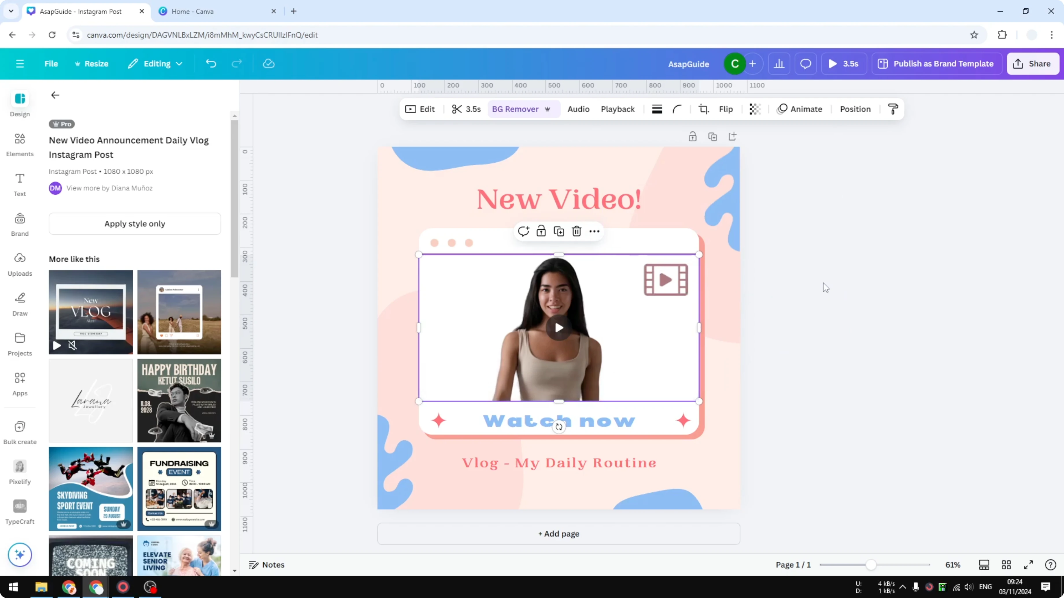 Screenshot from How to Adjust Video Transparency in Canva at 73s