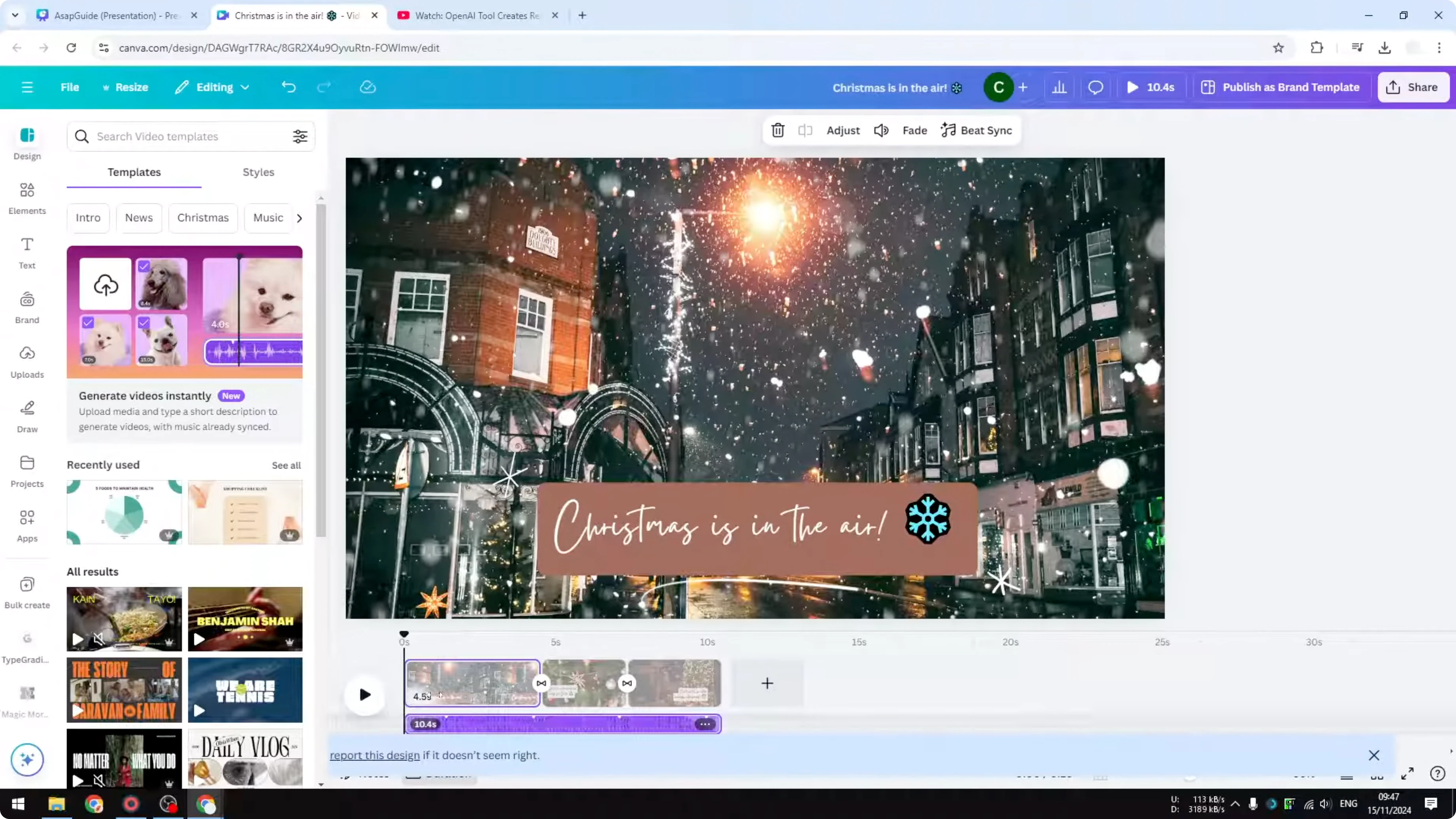 Screenshot from How to Create AI Generated Videos in Canva at 141s