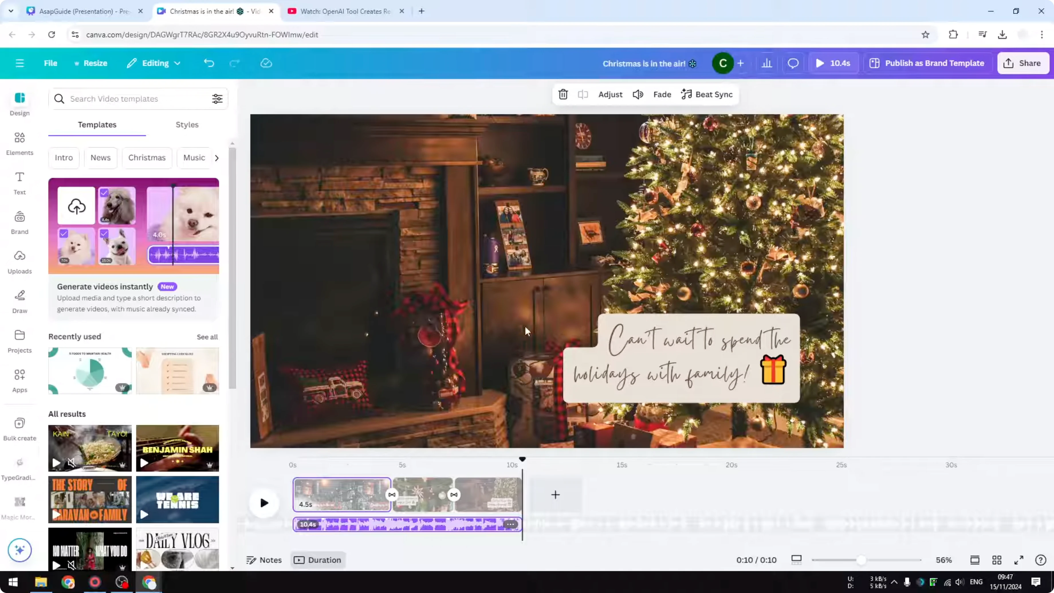 Screenshot from How to Create AI Generated Videos in Canva at 178s